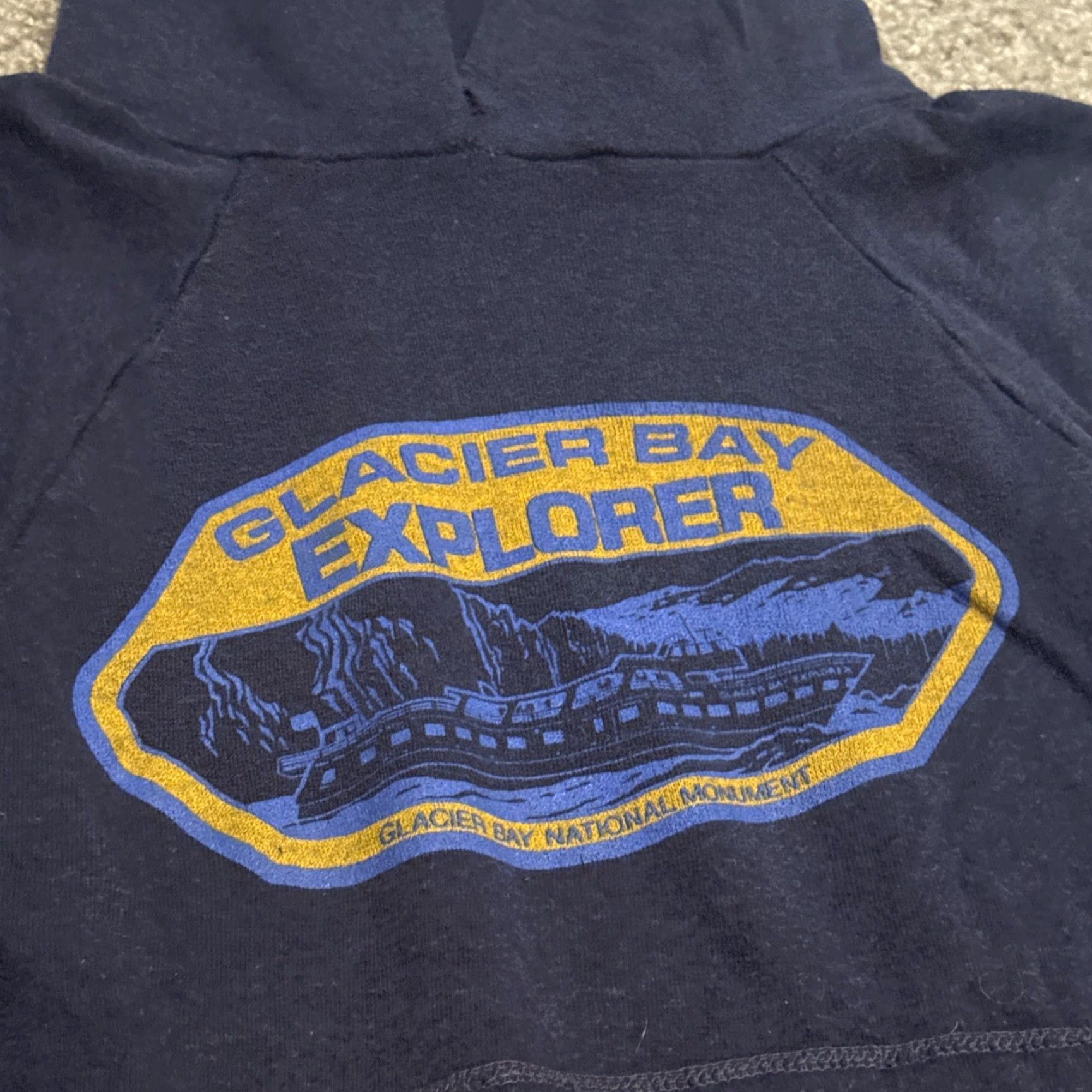 Vintage VINTAGE Glacier Bay National Park Alaska Navy Blue Hoodie Sweatshirt S-M Unisex Adults Pullover Blue 70s Mens Womens Size US S / EU 44-46 / 1 - 4 Thumbnail