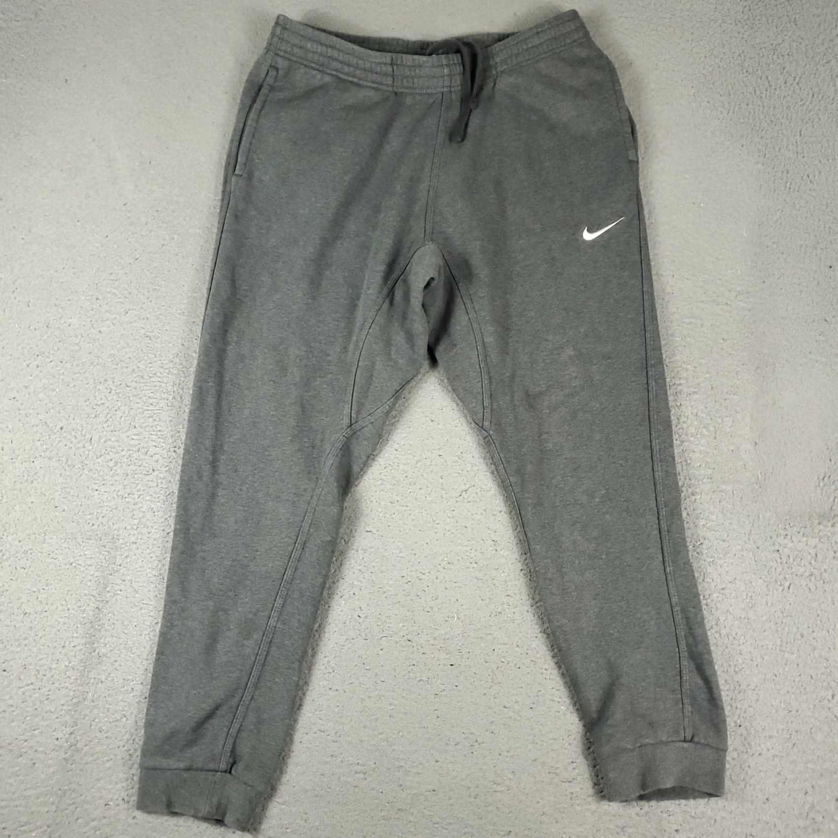 Nike Nike Pants Mens Large Gray Fleece Jogger Swoosh Sweatpants Size US 33 - 2 Thumbnail