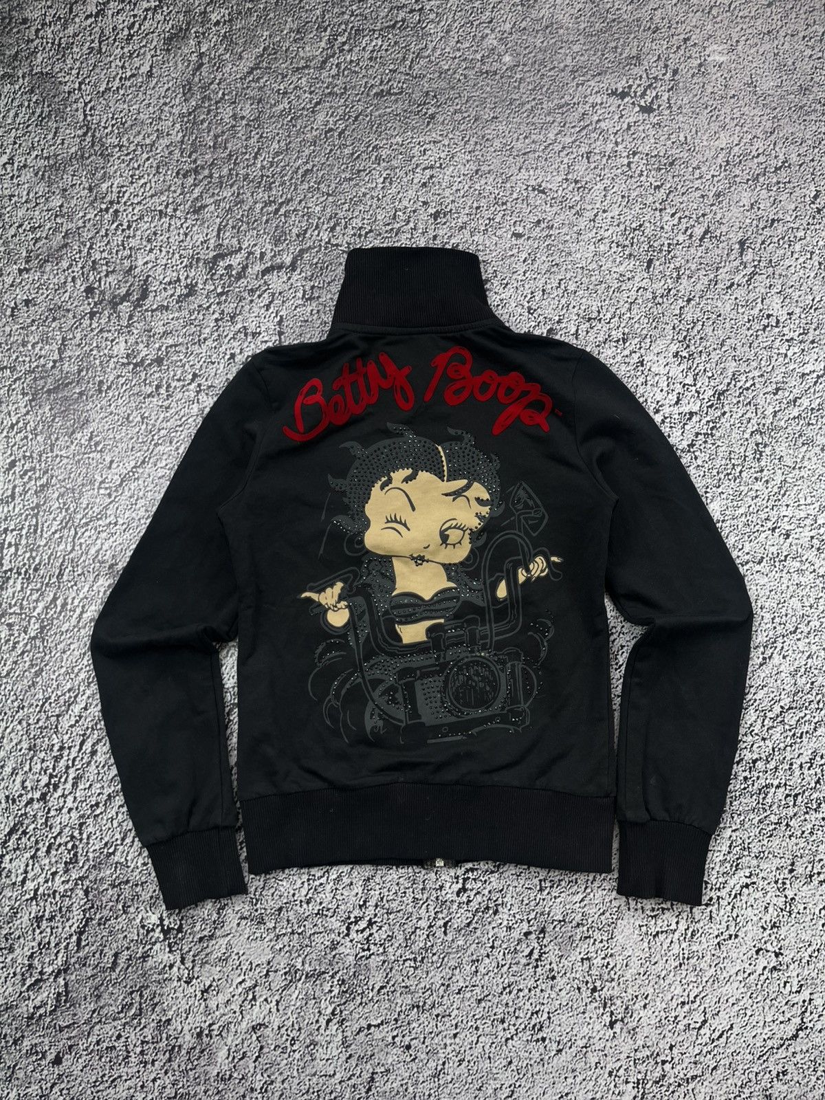 Japanese Brand Vintage Betty Boop Rhinestones Zip Up streetwear rare Size US M / EU 48-50 / 2 - 1 Thumbnail