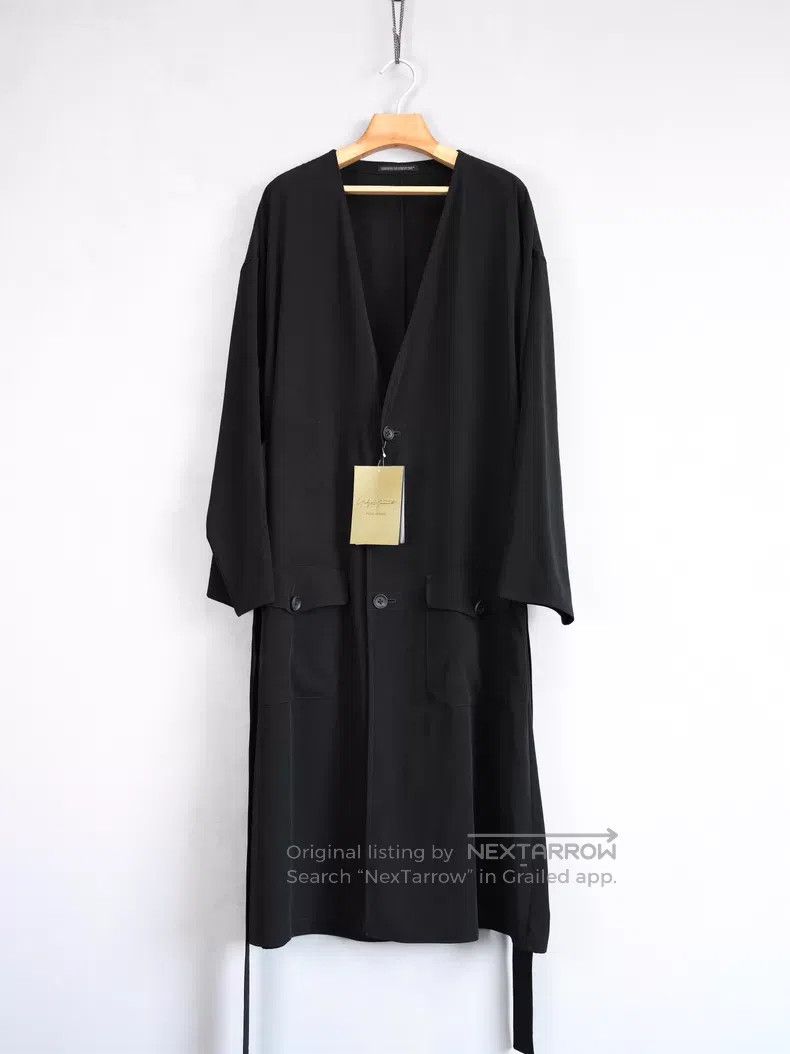 Yohji Yamamoto Yohji Yamamoto 26SS collarless cinched triacetate coat| Size US L / EU 52-54 / 3 - 1 Thumbnail