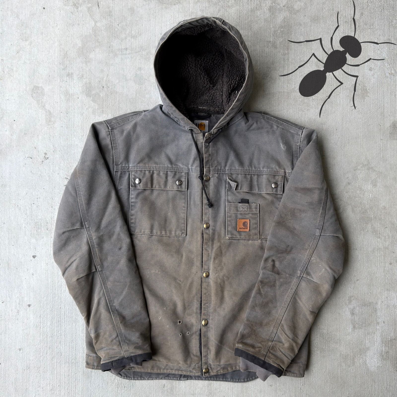 Carhartt × Vintage Carhartt J284 GVL gray button up work wear jacket Size US M / EU 48-50 / 2 - 1 Thumbnail