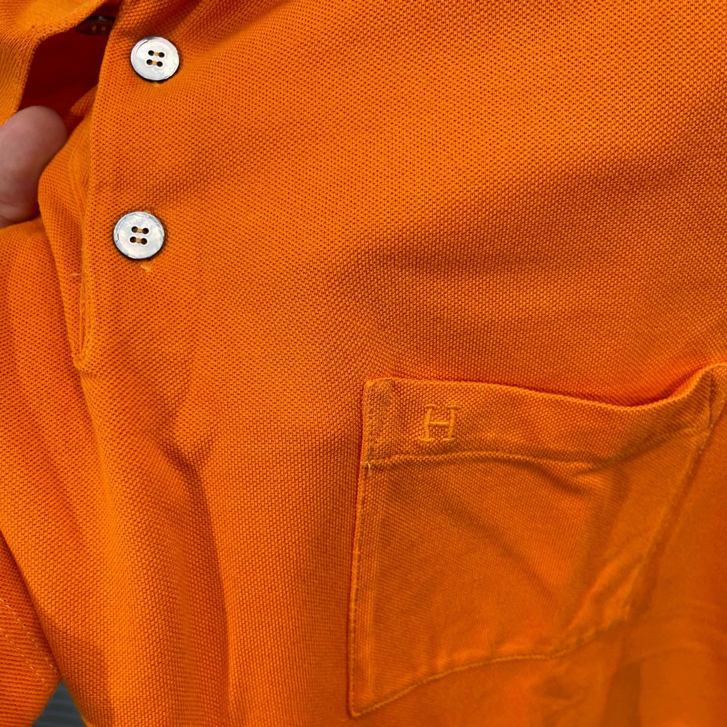Hermes Hermes Orange Pocket Embroidery Polo Shirt L Size US L / EU 52-54 / 3 - 4 Thumbnail
