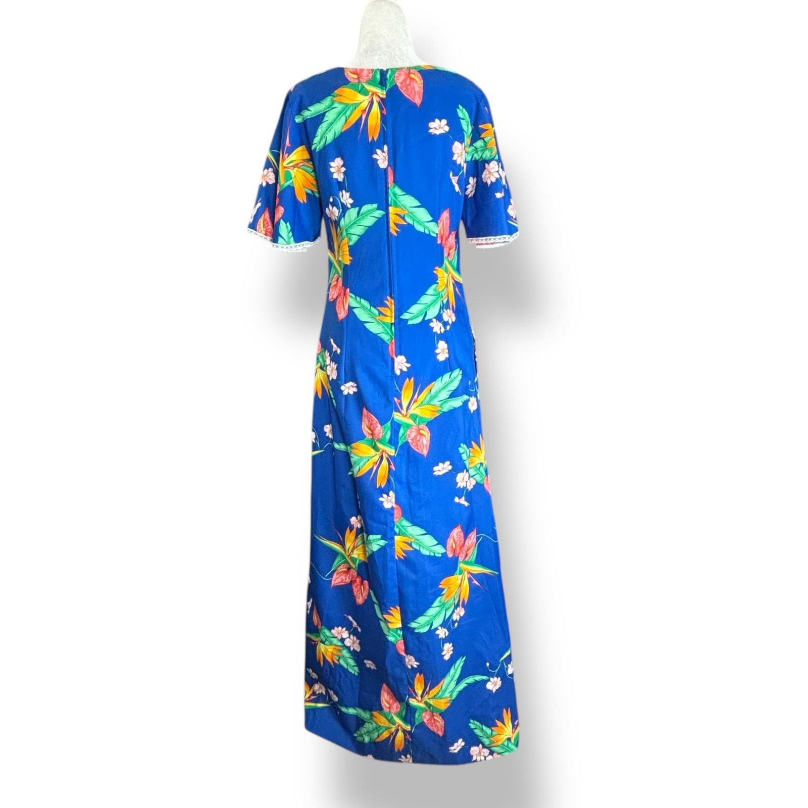 Vintage Vintage Made In Hawaii Maxi Dress Blue Tropical Floral Print Size M / US 6-8 / IT 42-44 - 6 Thumbnail