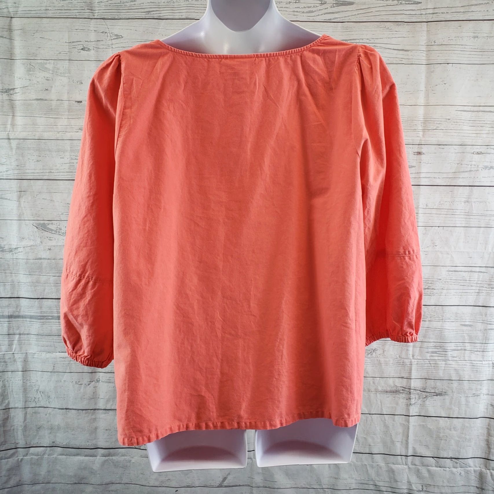 Vintage Ava & Viv Womens Top 1X Pink 3/4 Sleeve Scoop Neck Cotton Blouse Size XL / US 12-14 / IT 48-50 - 4 Thumbnail