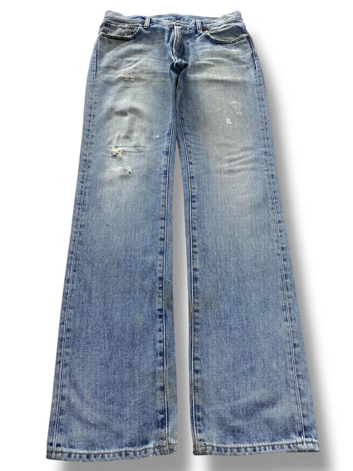 Uniqlo Uniqlo Light Wash Ripped Style Straight Leg Jeans Size US 32 / EU 48 - 1 Thumbnail