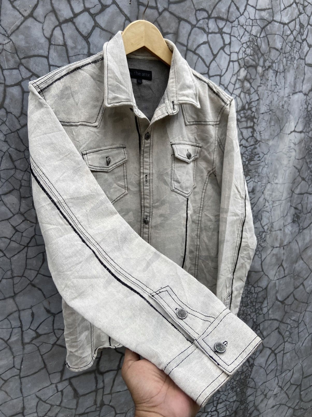 In The Attic 🔥In The Attic Camo Washed Stretch Denim Jacket Size US L / EU 52-54 / 3 - 4 Thumbnail