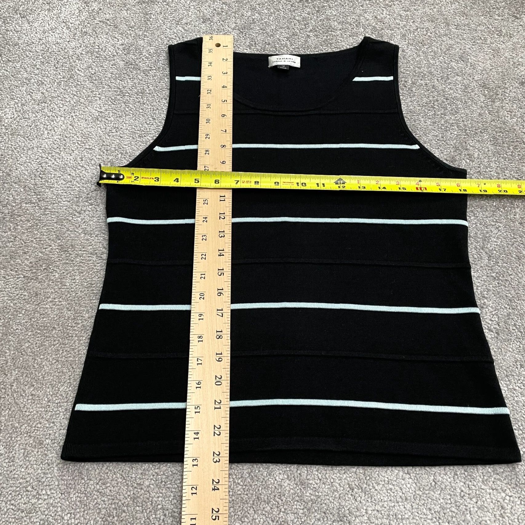 Vintage Tahari Knitted Tank Top Women 12 Black White Striped Silk Blend Tank Sleeveless Shirt Regular Fit Casual Womens Size XL / US 12-14 / IT 48-50 - 6 Thumbnail
