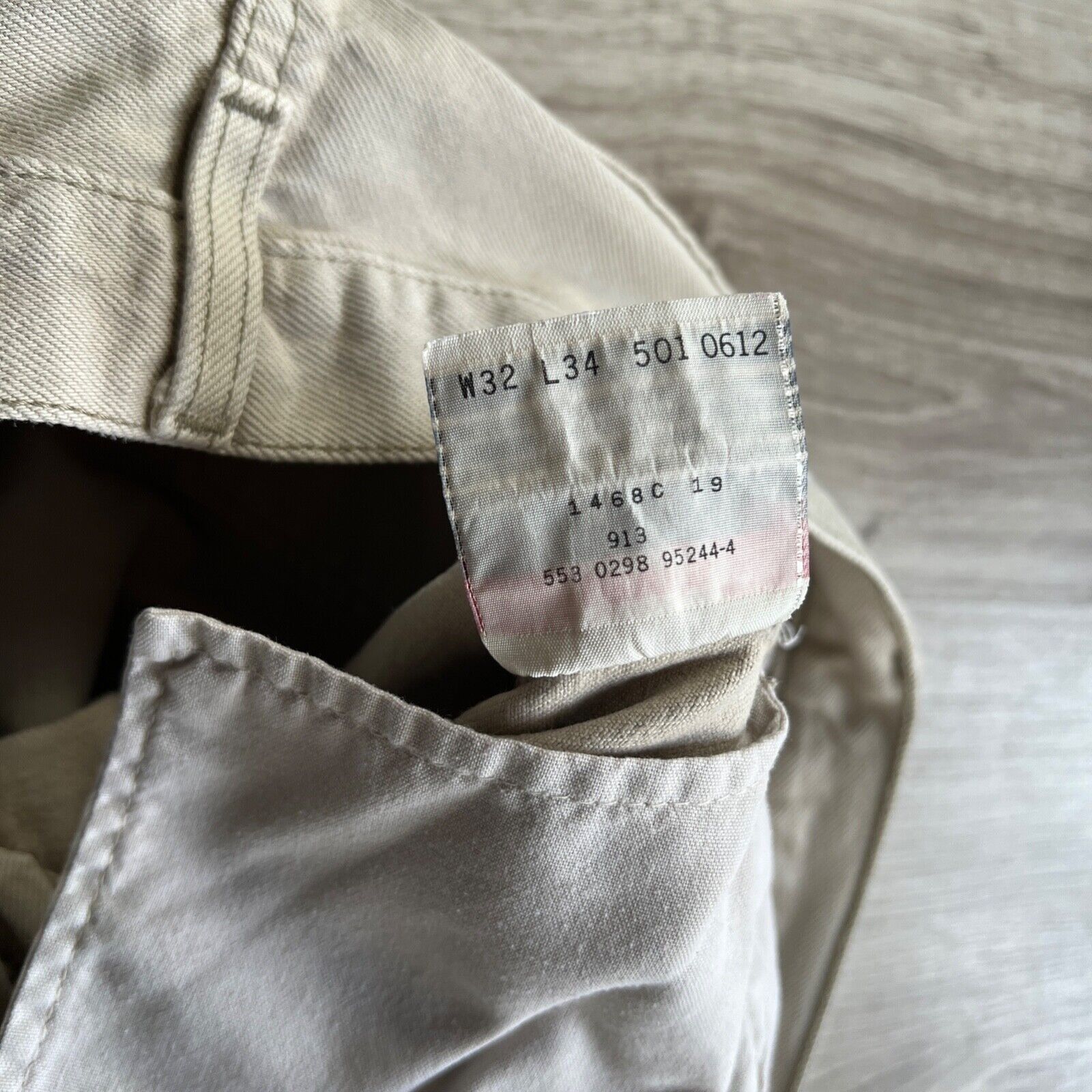 Jean Levi's 501 USA Made Vintage Beige Denim Jeans 8896AC Size US 31 - 7 Thumbnail