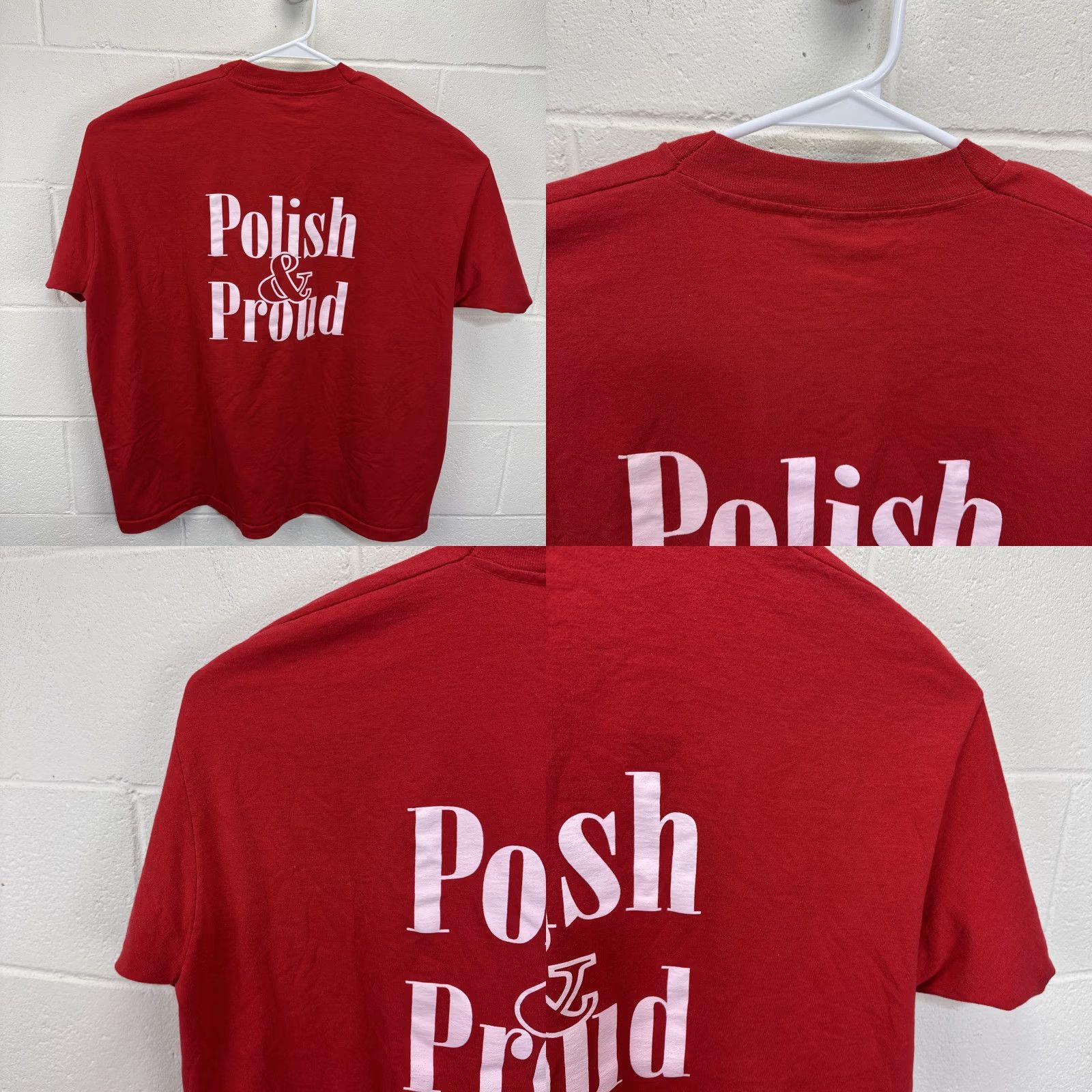 Fruit Of The Loom VINTAGE Fruit of the Loom T-Shirt Polish Poland City Festival 90s Polish & Proud Red 3XL Mens Shirt Size US XXL / EU 58 / 5 - 9 Thumbnail