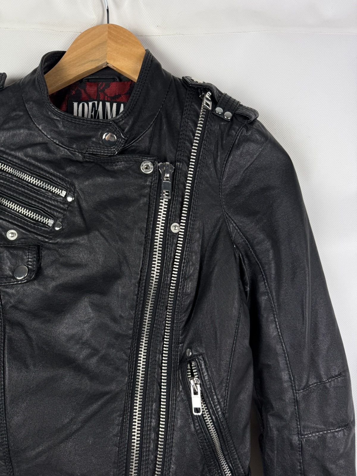 JOFAMA Jofama By Kenza Ladies Gothic Leather Biker Jacket Size 34 Size XS / US 0-2 / IT 36-38 - 5 Thumbnail