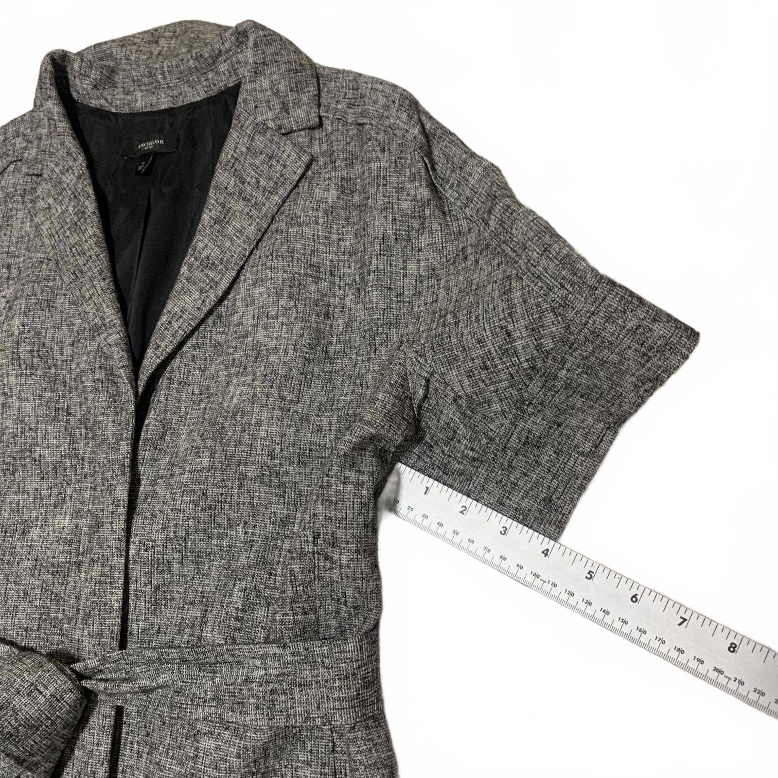 Ann Taylor Ann Taylor Women's Size 12 Gray Short Sleeve Belted Blazer Size XL / US 12-14 / IT 48-50 - 4 Thumbnail