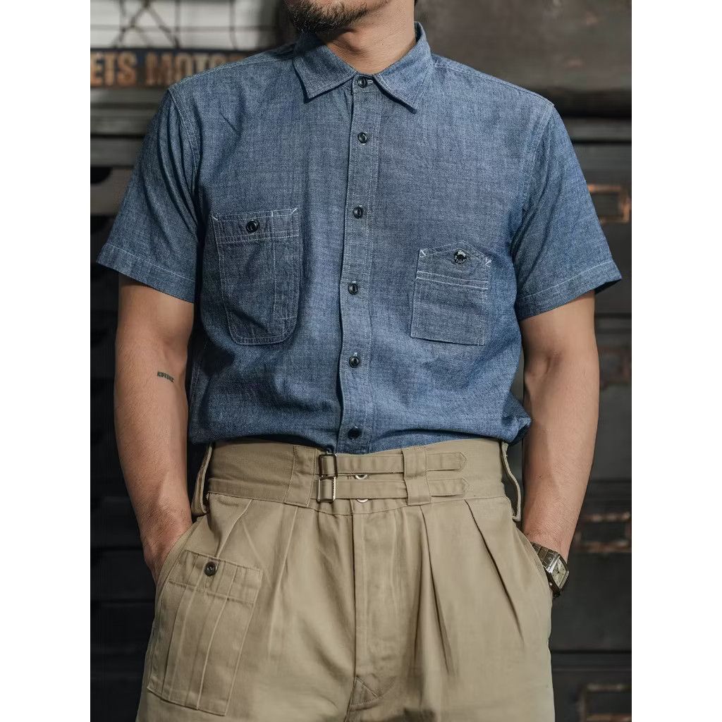 PPFM Non stock amekaji 1942 type chambray shirt Size US XL / EU 56 / 4 - 2 Thumbnail