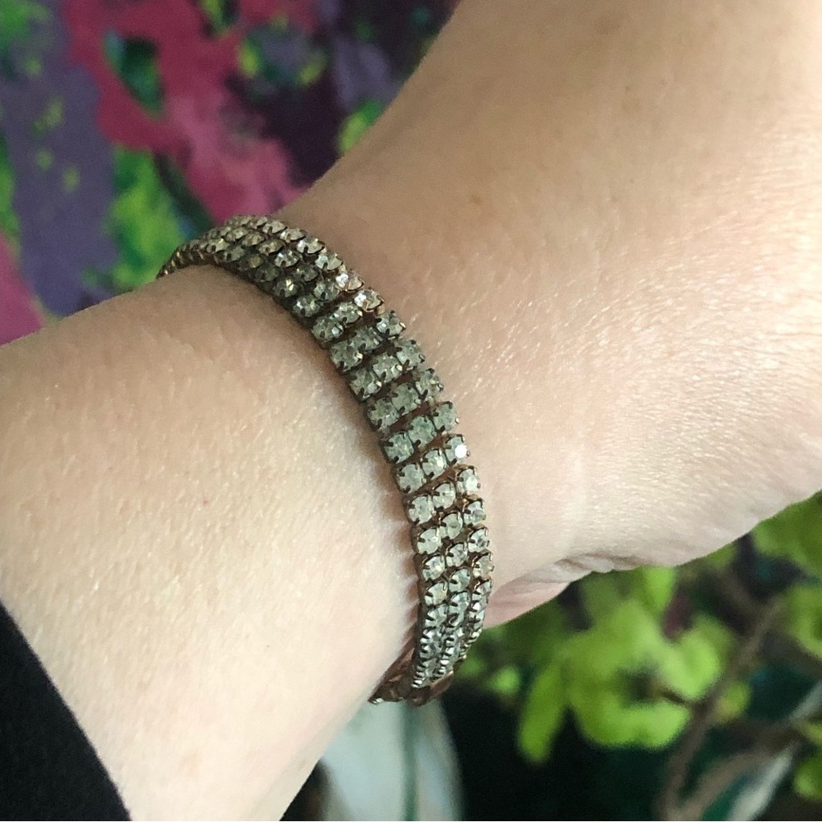Vintage Vintage triple row clear rhinestone bracelet Size ONE SIZE - 10 Thumbnail