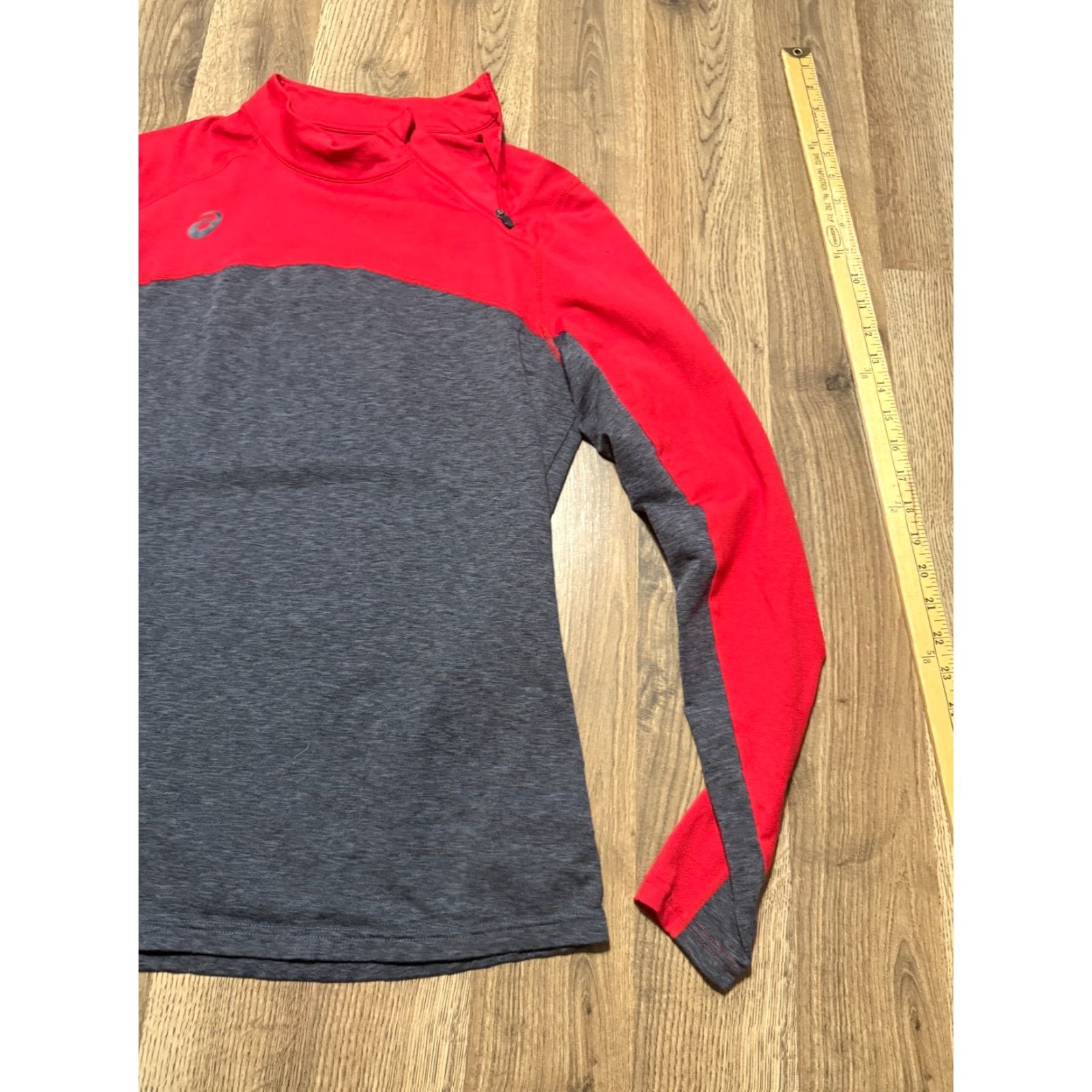 Asics ASICS Shirt Women's Large, Red Gray, Long Sleeve, Athletic Wear, Asicsmotiondry, Regular, T-Shirt, Modern, Basic, Fall Spring Summer, Mens/Womens? Size L / US 10 / IT 46 - 4 Thumbnail