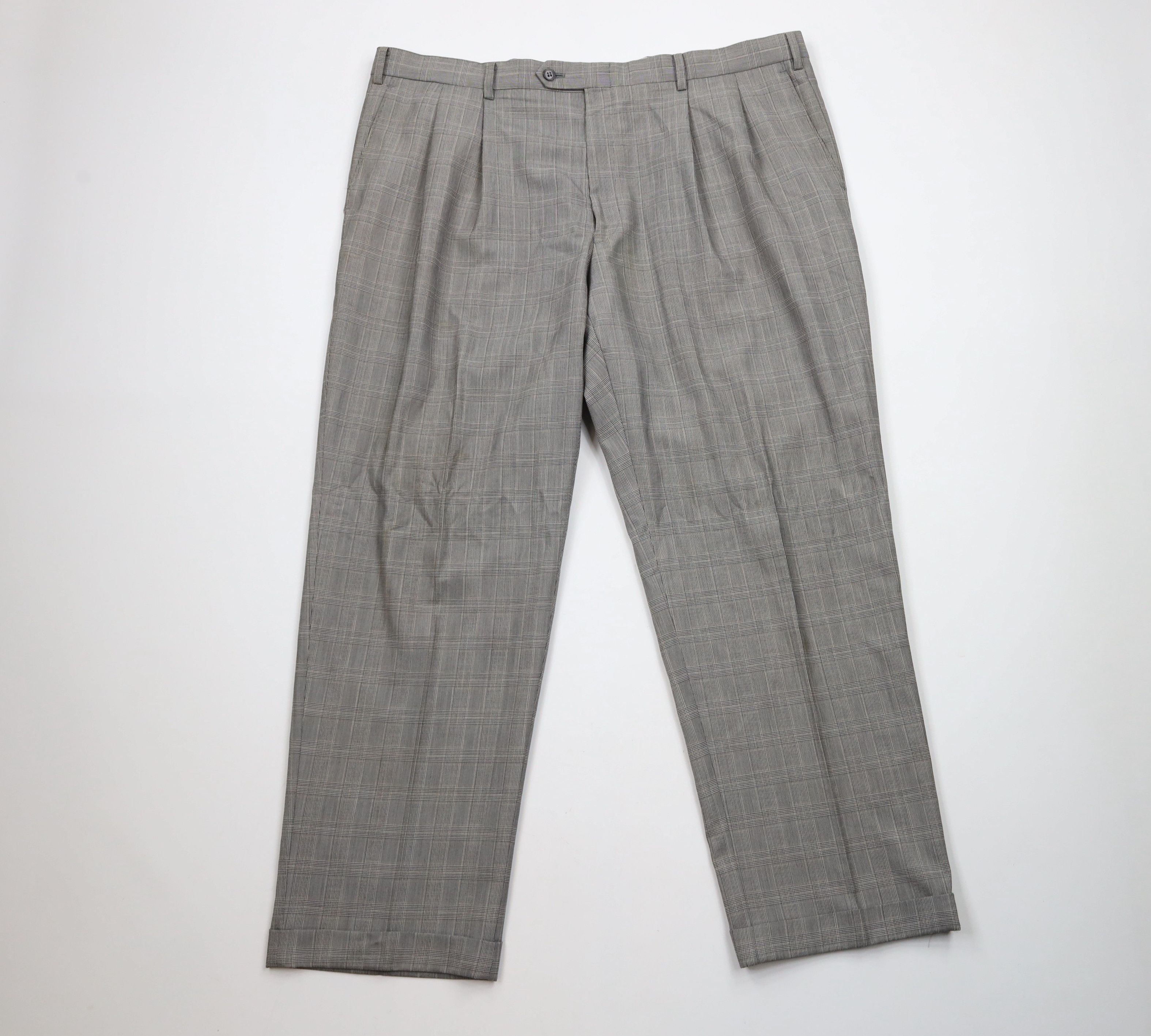 Ralph Lauren Vintage 90s Ralph Lauren Houndstooth Cuffed Wide Leg Pants Size US 42 / EU 58 - 1 Thumbnail