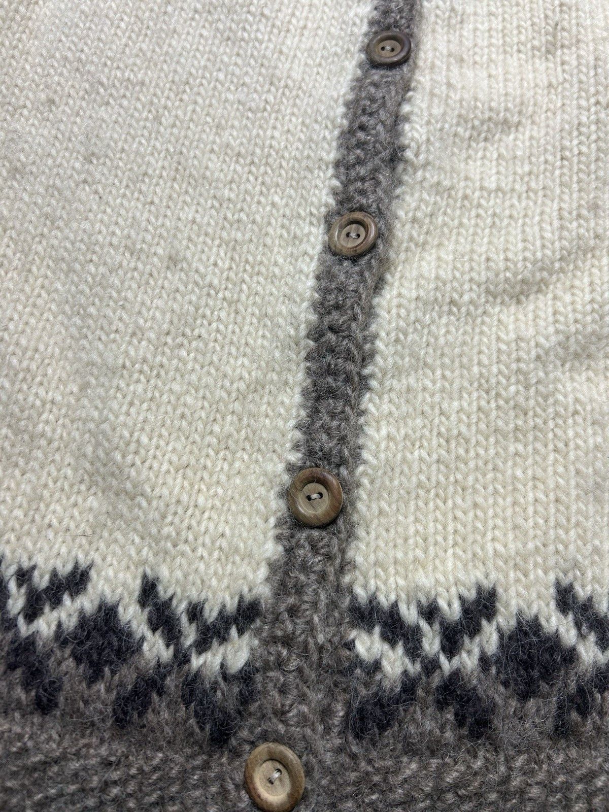 Vintage Vtg hand knit wool sweater cardigan fair isle Nordic L? Size L / US 10 / IT 46 - 3 Thumbnail