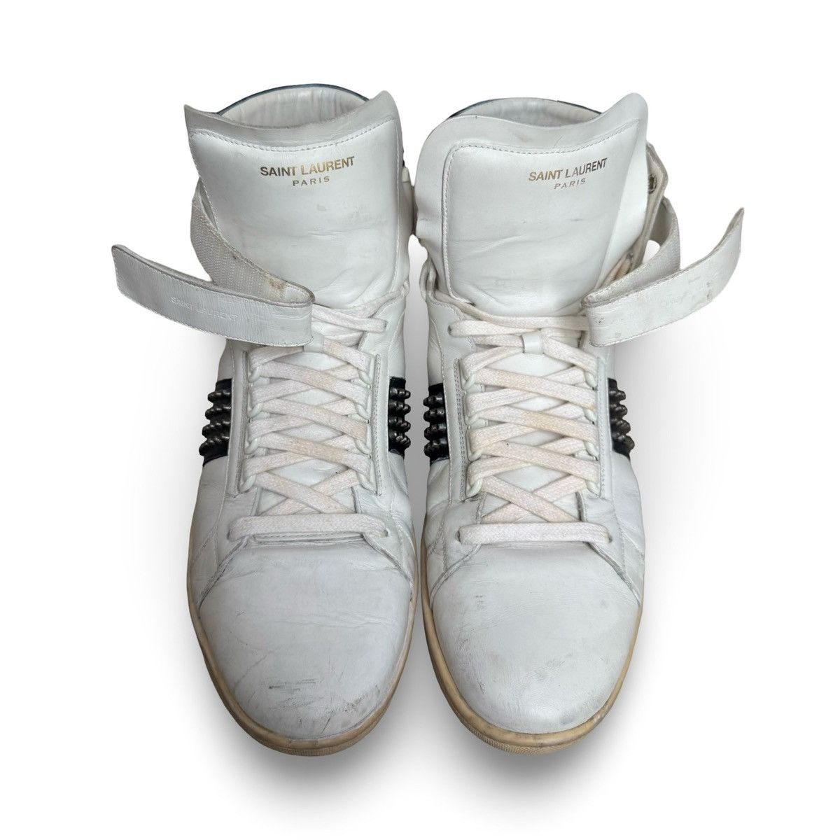Saint Laurent Paris SAINT LAURENT PARIS SL/14H WHITE/BLACK STUDDED HIGHTOPS Size US 12 / EU 45 - 3 Thumbnail