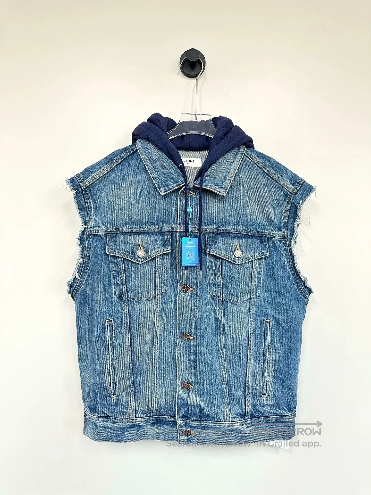 Celine CELINE Blue Letter Logo Hooded Denim Vest| Size US M / EU 48-50 / 2 - 1 Thumbnail