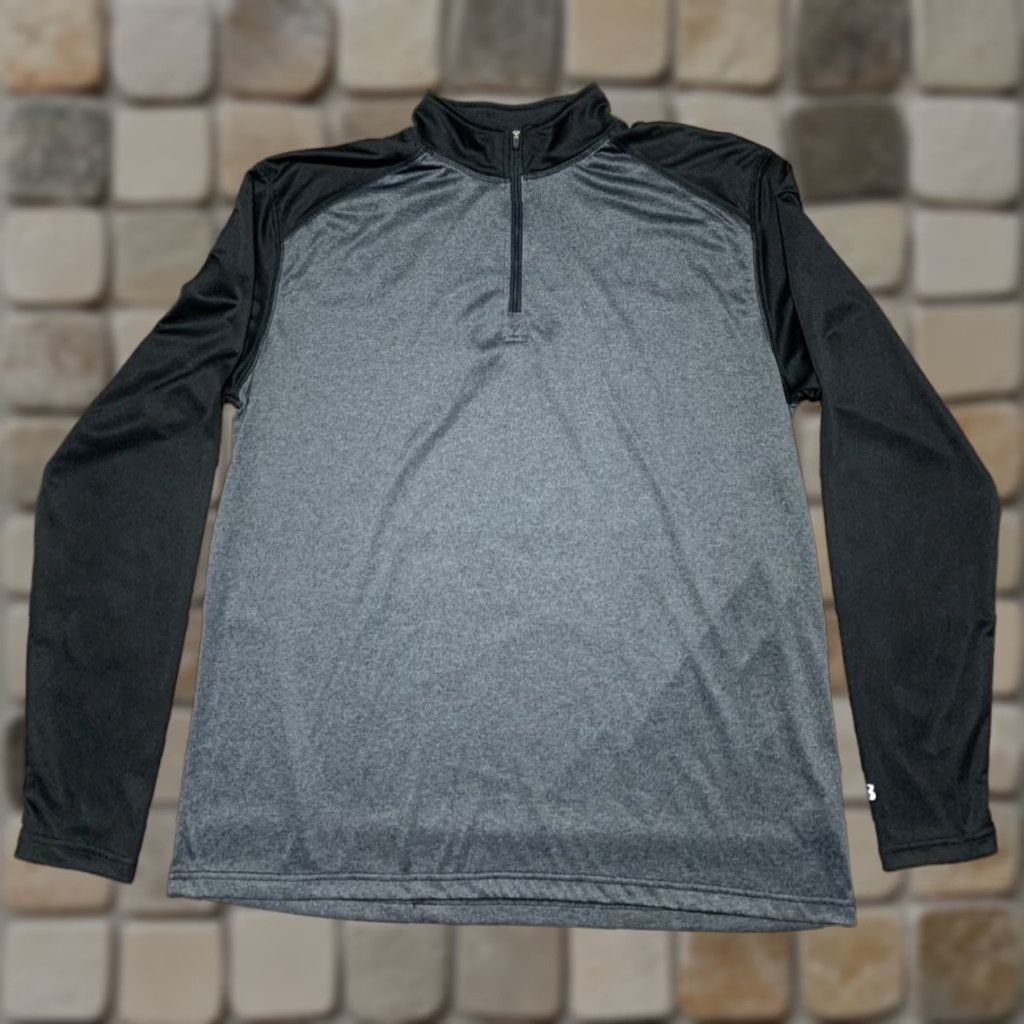 Vintage Badger Sport 1/4 Zip Pullover Shirt Mens Large Black Gray Active Lightweight Casual Sportswear Size US L / EU 52-54 / 3 - 1 Thumbnail