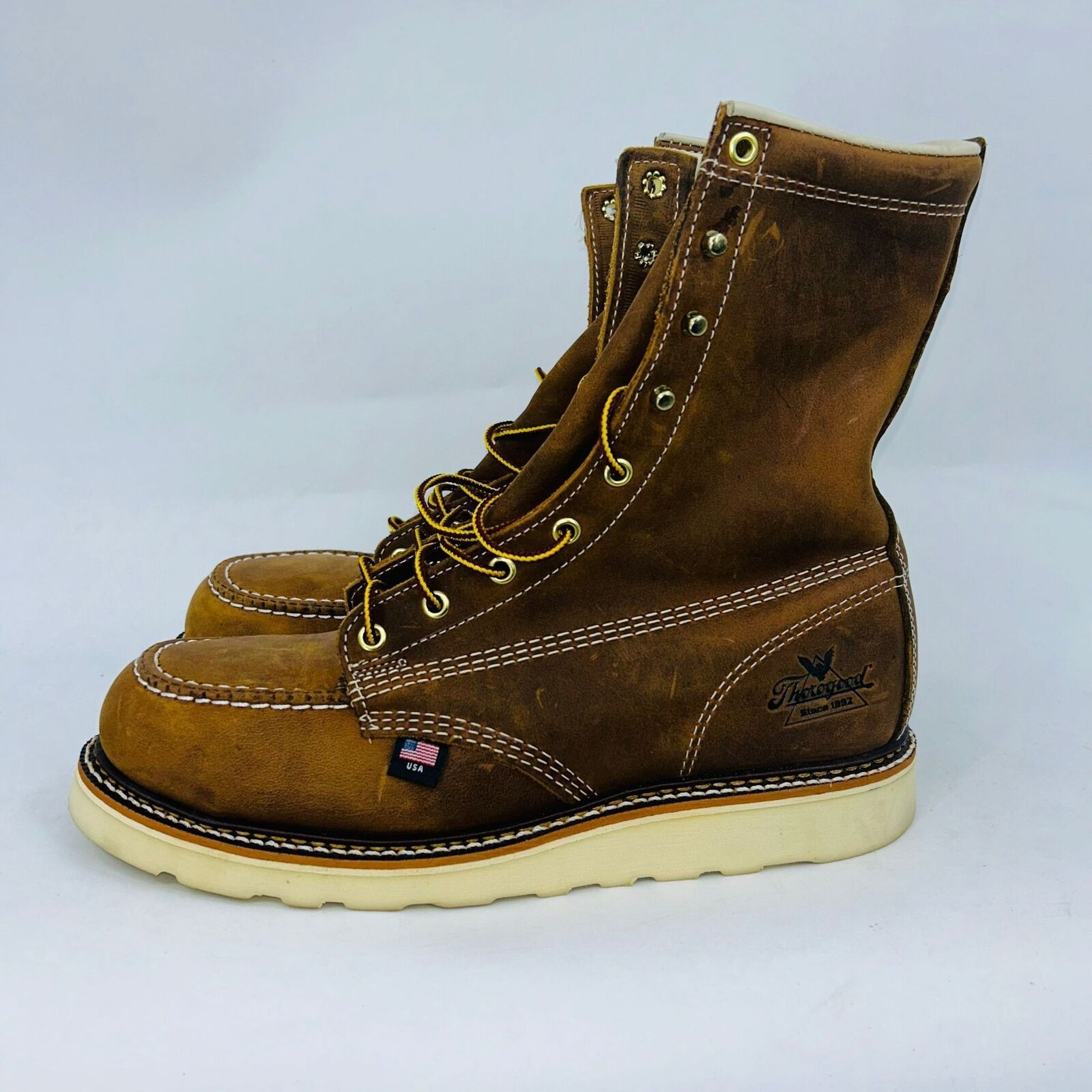 Thorogood THOROGOOD MEN'S 8" MOC TOE COMFORTABLE WORK BOOTS SIZE 11.5D Size US 11.5 / EU 44-45 - 4 Thumbnail