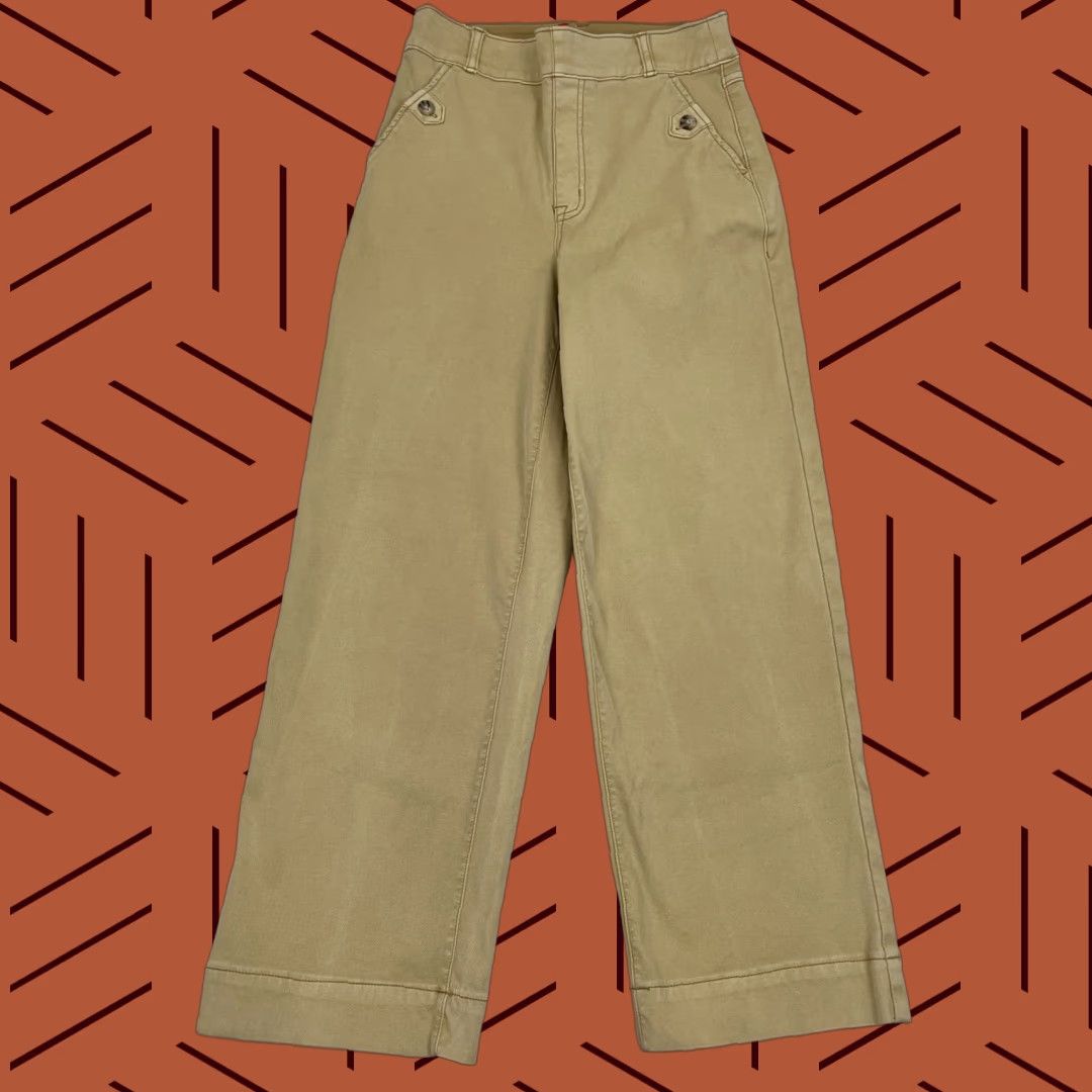Spanx Spanx Pants Womens S W26 L26 Khaki Brown Stretch Twill 20312 Cropped Wide Leg Size 28" / US 6 / IT 42 - 1 Thumbnail