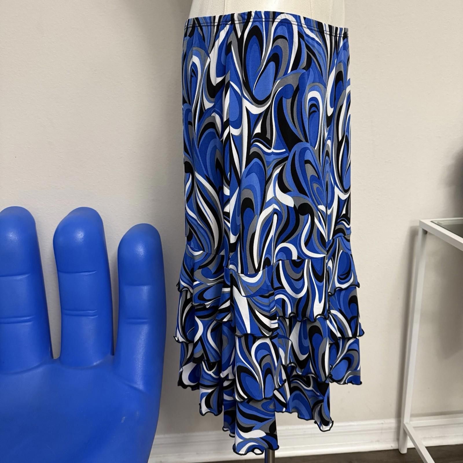 Cartoon Network Y2k Blue Abstract Ruffles Midi Skirt Sz Small Size 28" / US 6 / IT 42 - 2 Thumbnail