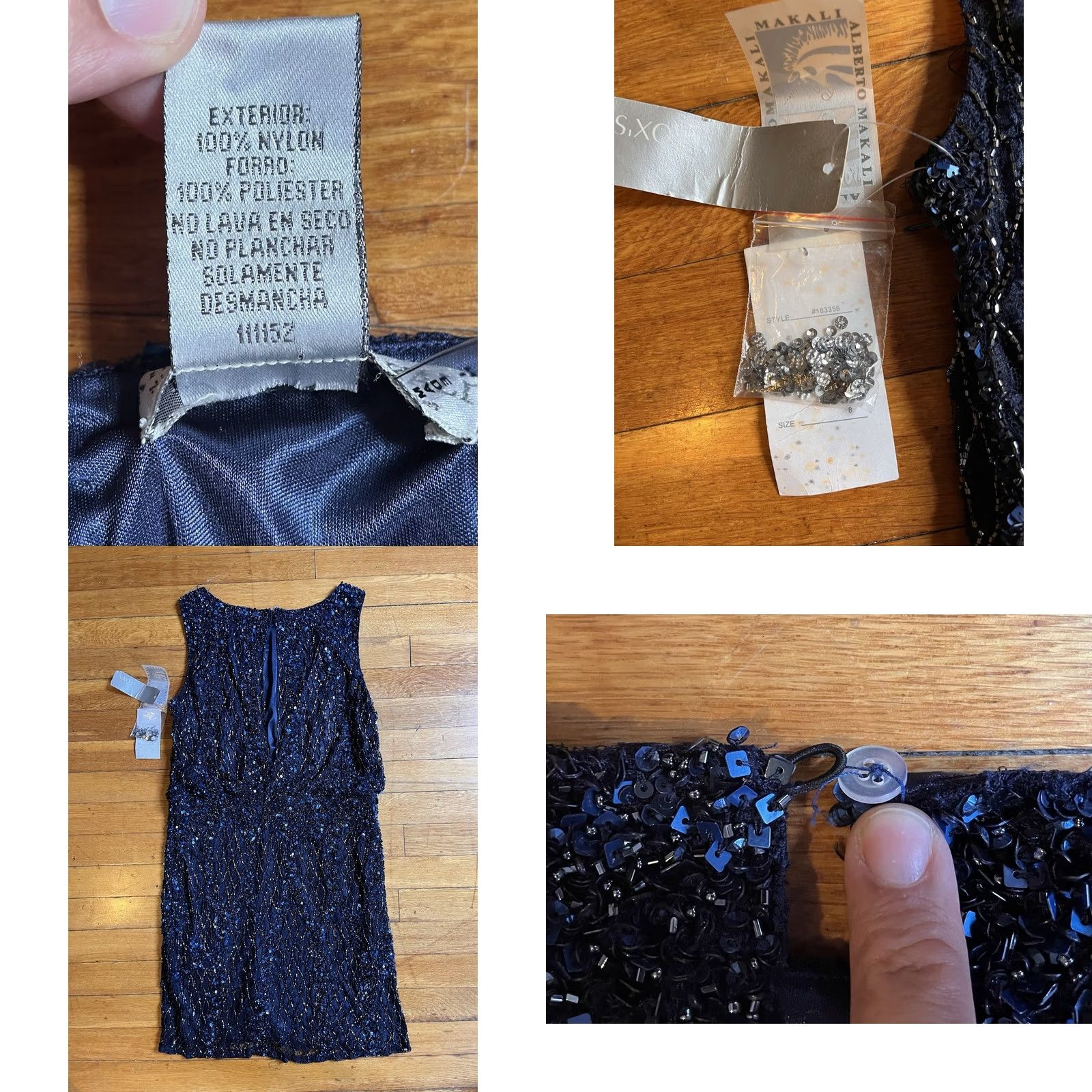 Vintage VINTAGE Alberto Makali Beaded Sequin Dress Women’s 8 Navy Blue Black Dress Size M / US 6-8 / IT 42-44 - 8 Thumbnail