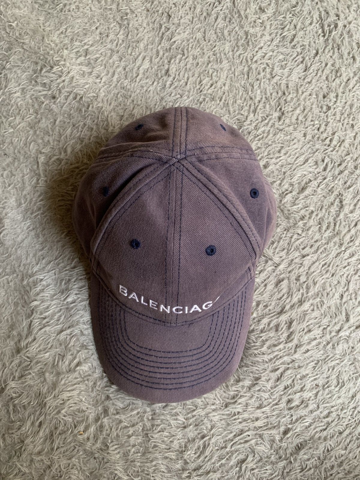 Balenciaga Balenciaga Embroidered Logo Washed Navvy Cap Hat Size ONE SIZE - 10 Thumbnail
