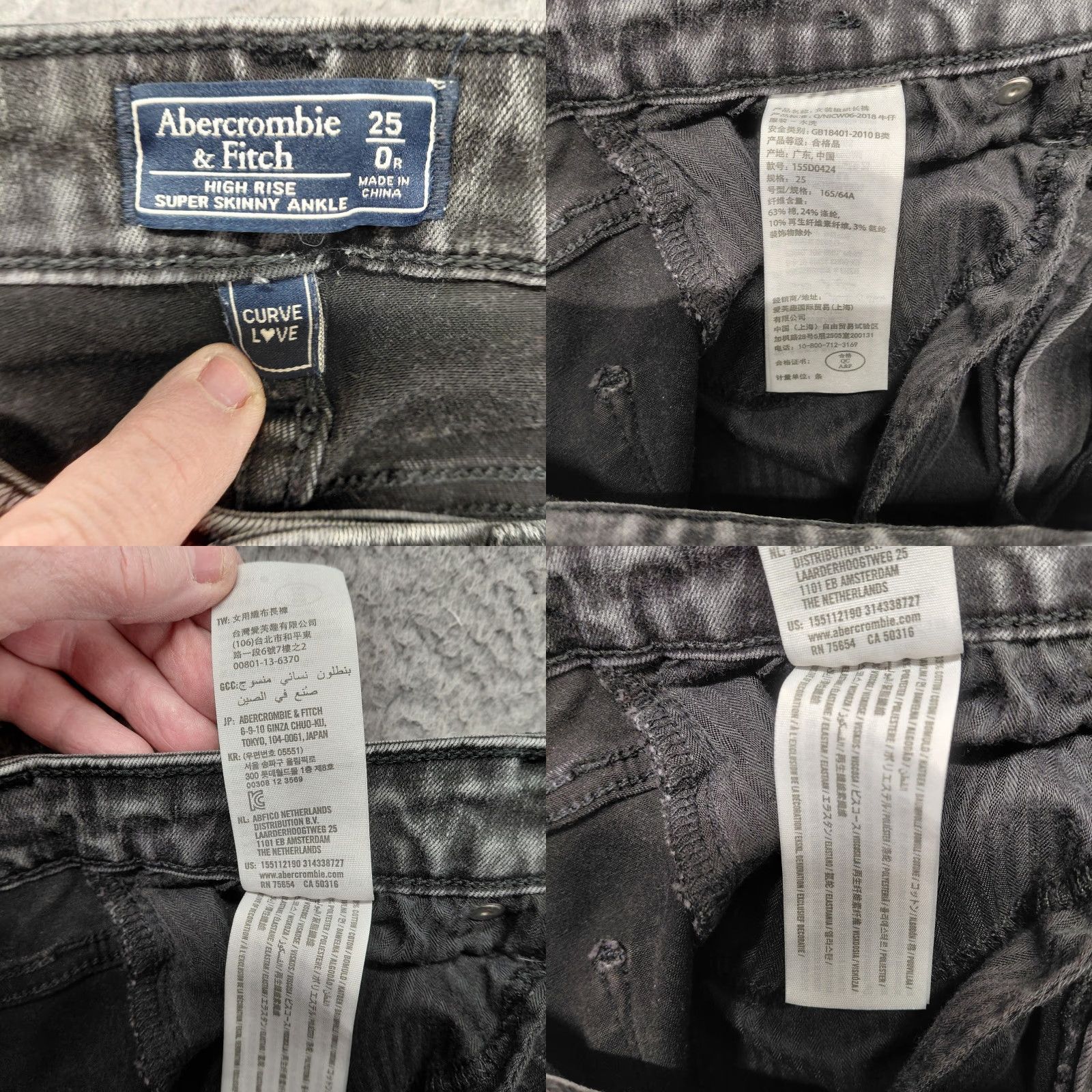 Abercrombie & Fitch Abercrombie & Fitch High Rise Super Skinny Ankle Jeans Women’s 25/0R Black Denim Size 42" / US 20 - 8 Thumbnail
