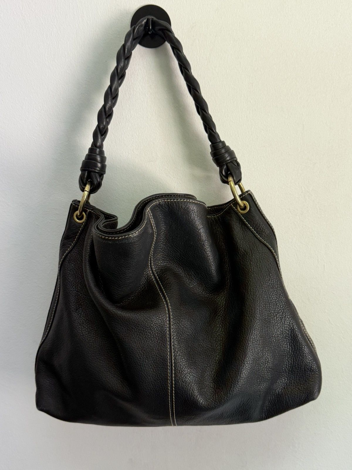 Lauren Ralph Lauren Lauren Ralph Lauren RLL Black Pebbled Leather Hobo Size ONE SIZE - 2 Thumbnail