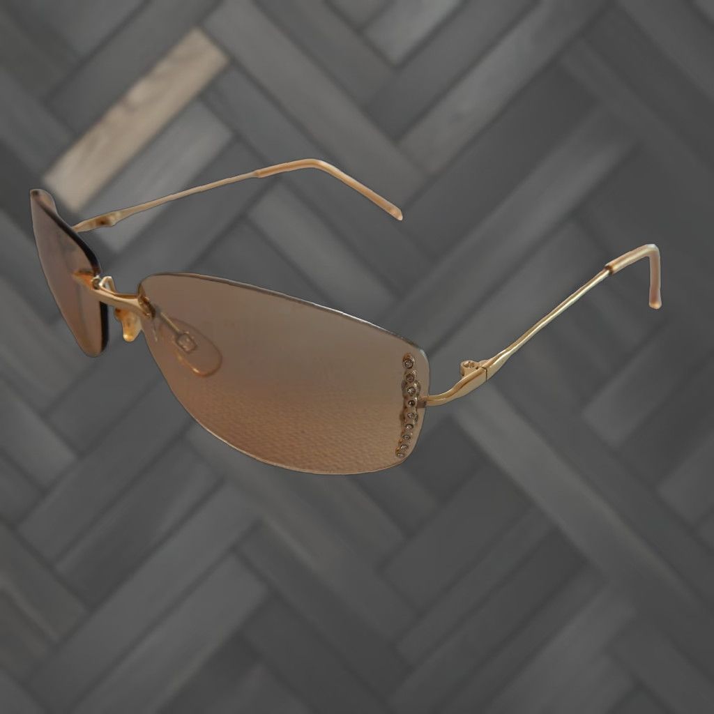 Liz Claiborne VINTAGE Liz Claiborne Sunglasses Women Rimless Gold Small Crystals Size ONE SIZE - 1 Thumbnail