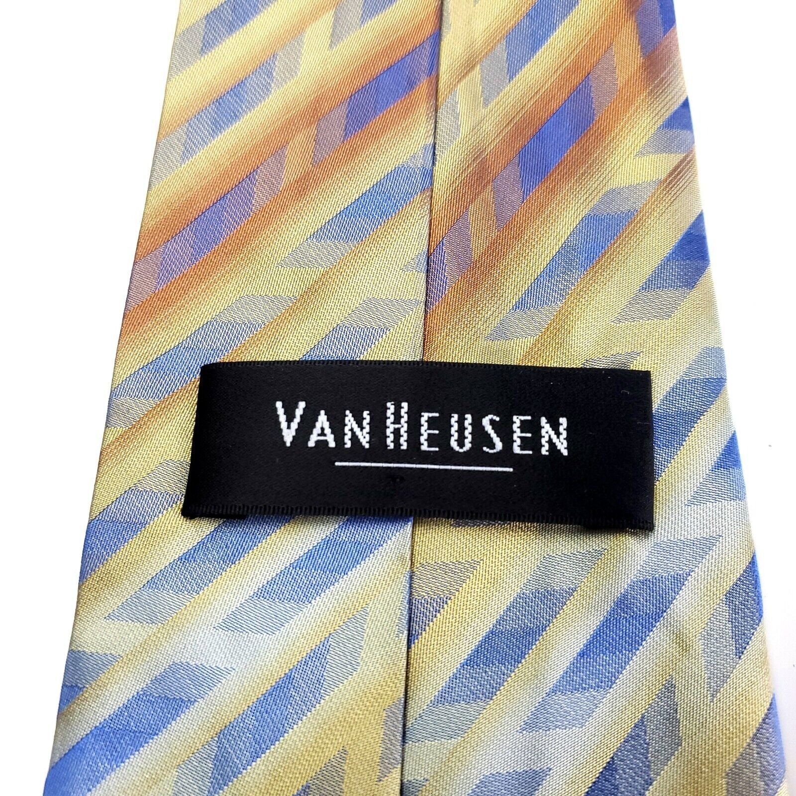 Van Heusen Van Heusen Woven Wide Yellow Blue Abstract Silk Tie Size ONE SIZE - 3 Thumbnail