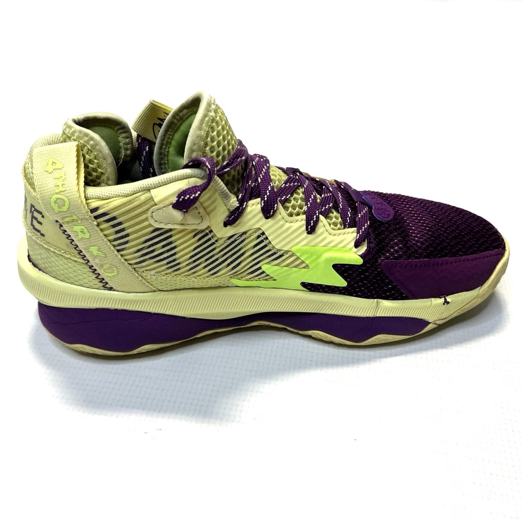 Adidas Adidas Dame 8 Dame Time Athletic Sneakers Mens Size 6 Colorblock Yellow Tint / Glory Purple / Signal Green Street Wear Size US 6 / EU 39 - 3 Thumbnail