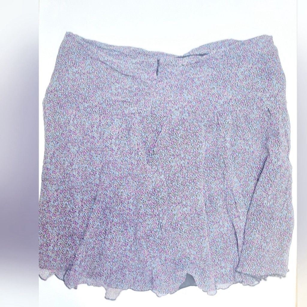 Express Express Purple & Blue Floral Silk Bubble Mini Skirt Size 10 Size 32" / US 10 / IT 46 - 3 Thumbnail