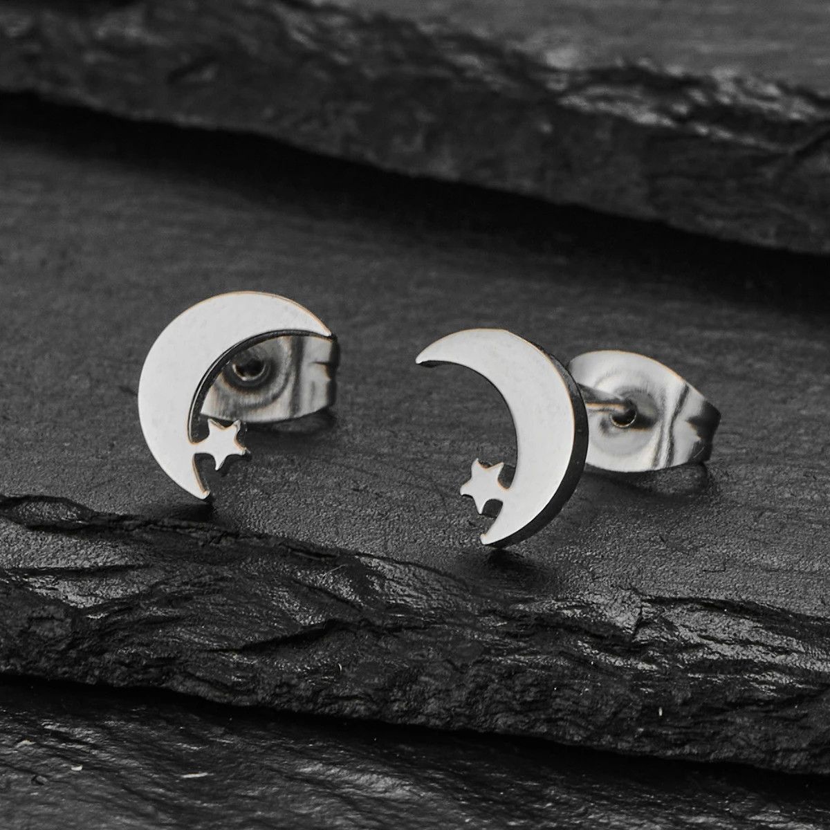 Jewelry Moon Star Mini Stud Earrings Charm Earring Gift Size ONE SIZE - 1 Thumbnail