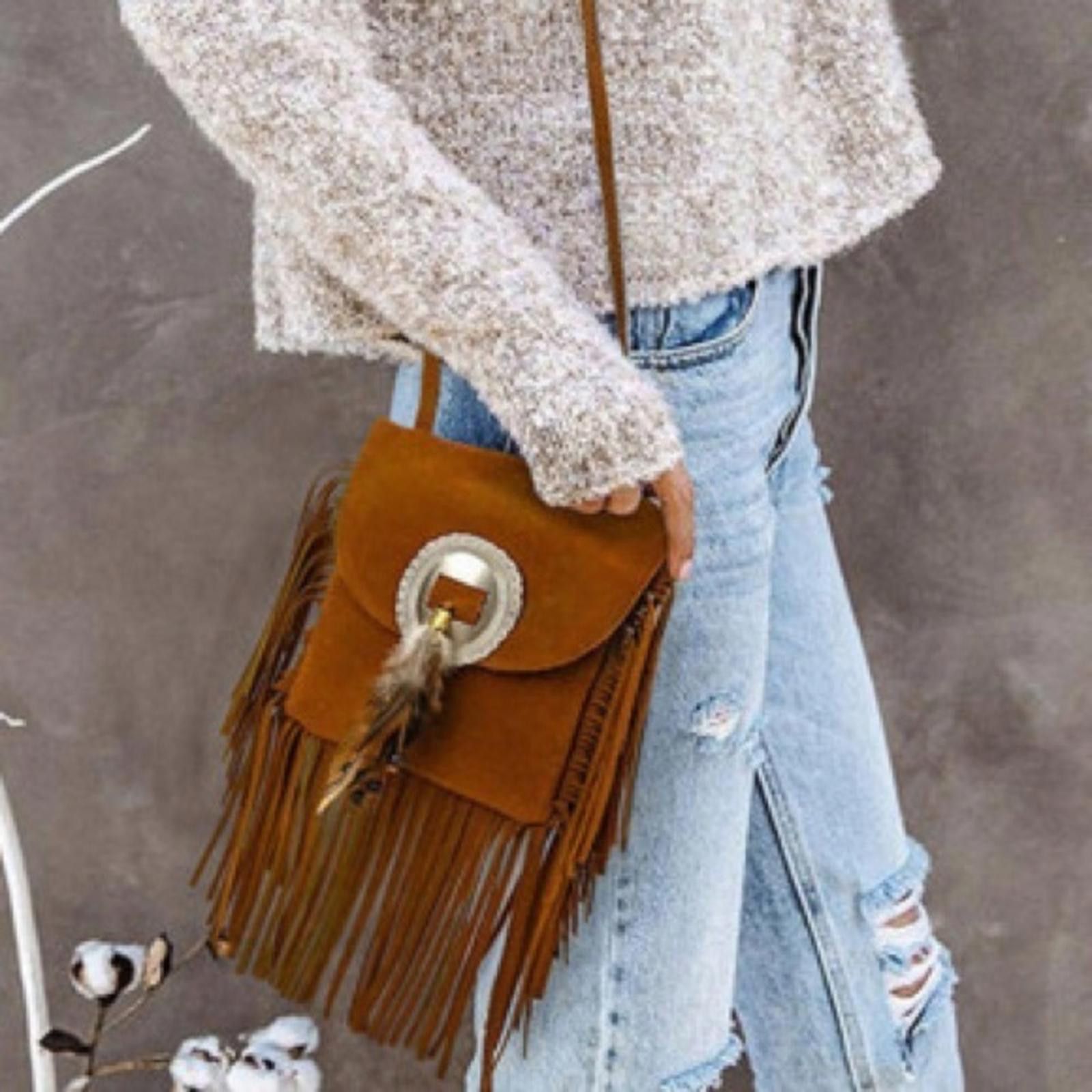 Designer Boho Feather Tassel Bag NWT Size ONE SIZE - 2 Thumbnail