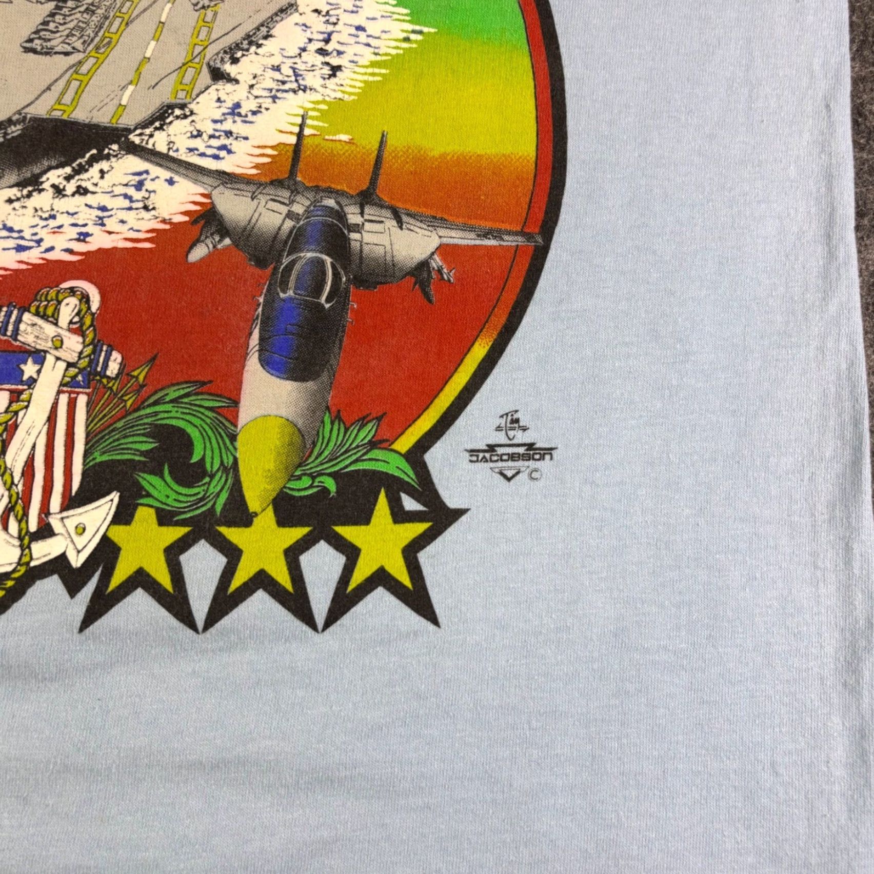 Vintage VINTAGE Signal Mega-Tee T-Shirt Mens M Blue Navy Military Graphic Tee Short Sleeve 1990s CV-64 Size US M / EU 48-50 / 2 - 6 Thumbnail