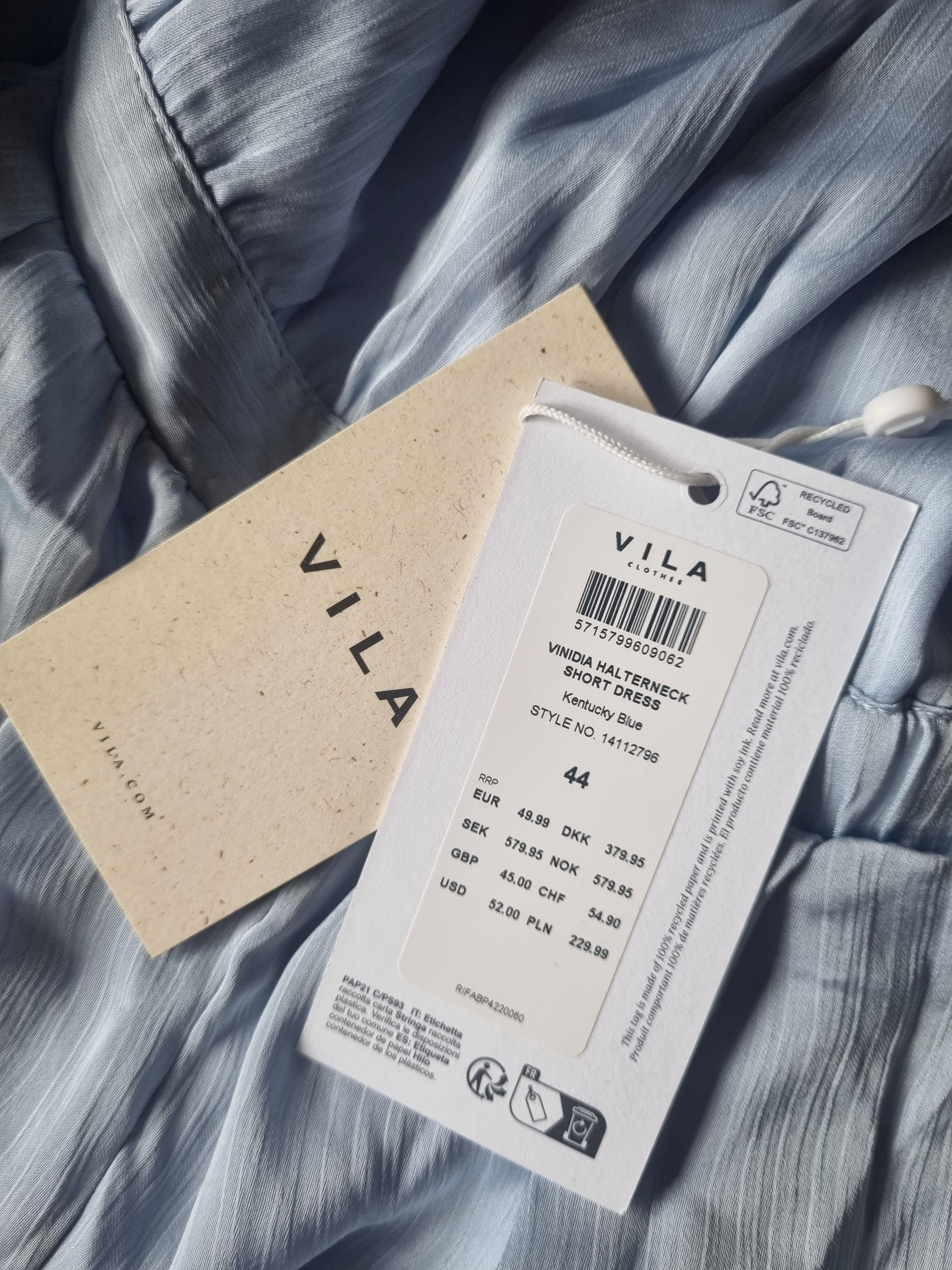 Other New light blue midi cocktail dress Vila Size XXL / US 16-18 / IT 52-54 - 2 Thumbnail