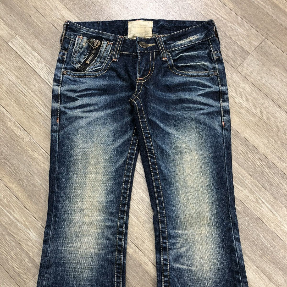 If Six Was Nine 2000s Lolita Distressed Multizipper Bootcut Flared Jeans Y2K Size US 28 / EU 44 - 18 Thumbnail