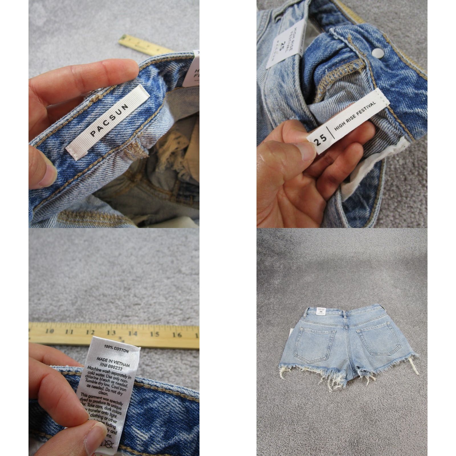 Pacsun Pacsun Womens 25 High Rise Festival Light Wash Denim Cut Offs Ripped NEW Shorts Blue Size 25 PacSun Festival Womens Cut-Off Denim Shorts Size 42" / US 20 - 8 Thumbnail