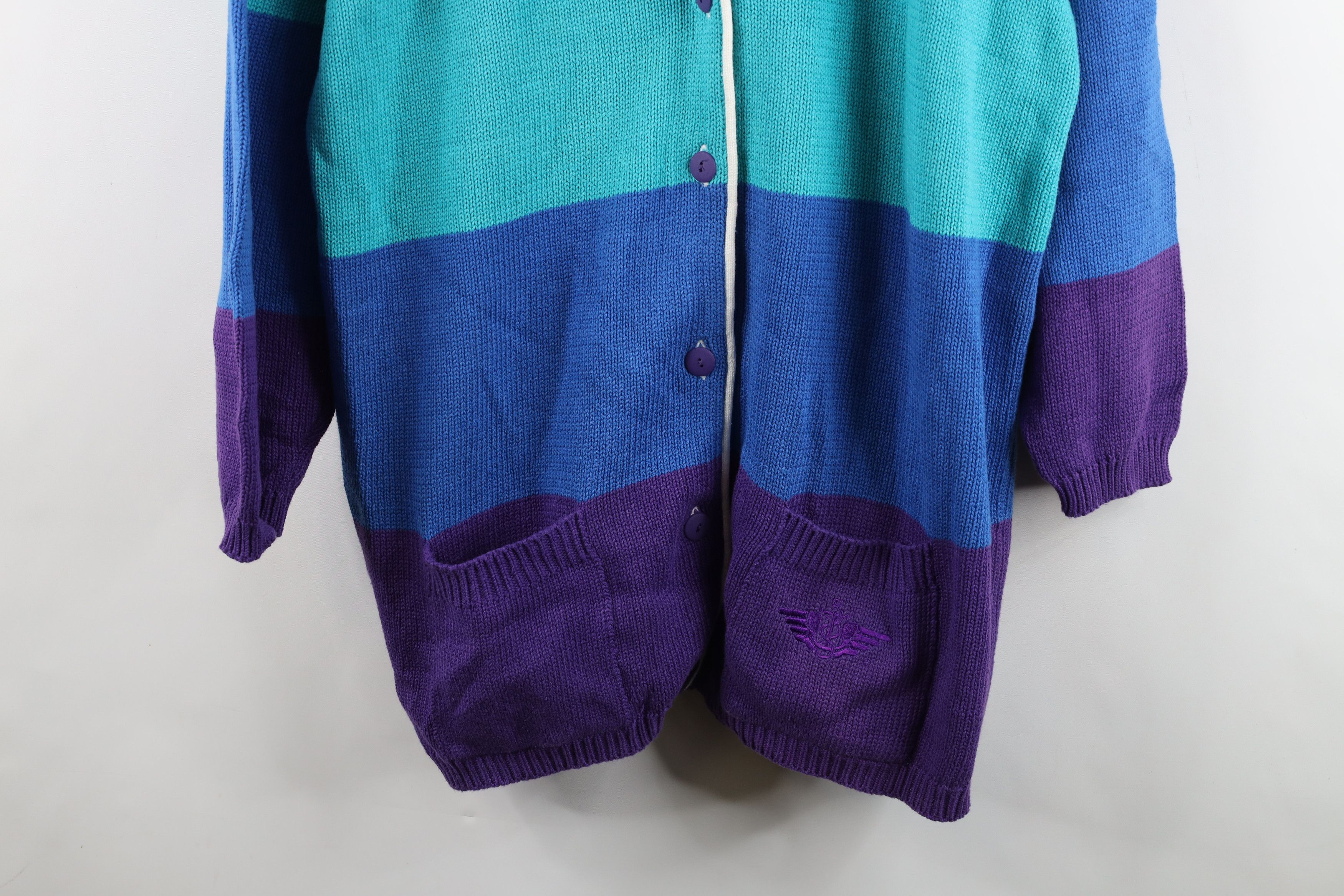 Dockers Vintage 90s Dockers Block Baggy Fit Knit Cardigan Sweater Size XL / US 12-14 / IT 48-50 - 3 Thumbnail