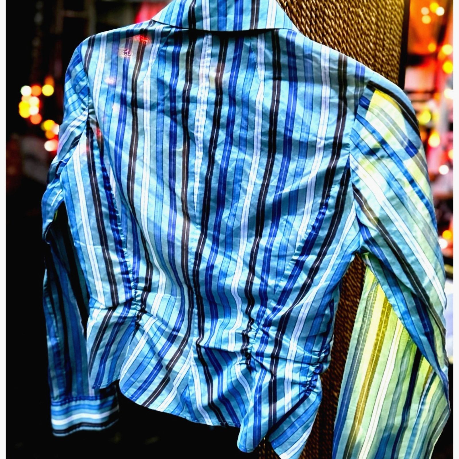 Vintage Vtg. Y2K Carlisle Blue Pinstripe Puffy Blouse Size S / US 4 / IT 40 - 5 Thumbnail