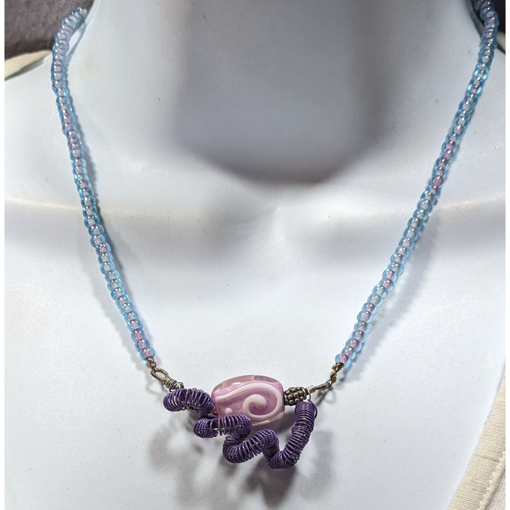 Other Handmade Purple And Blue Glass And Wire Wrap Necklace Size ONE SIZE - 2 Thumbnail