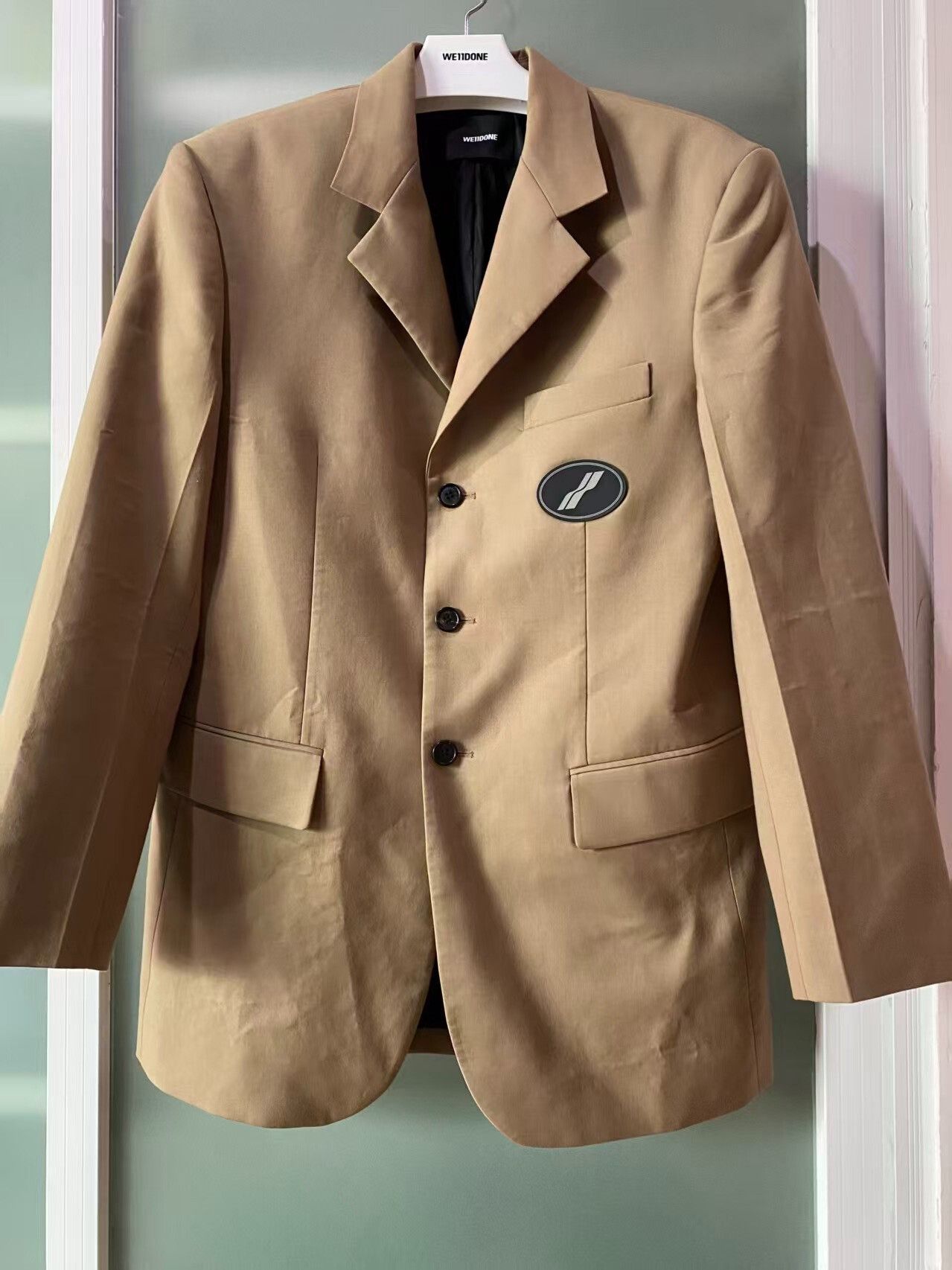 WE11DONE we11done logo jacket coat in beige Size US S / EU 44-46 / 1 - 1 Thumbnail