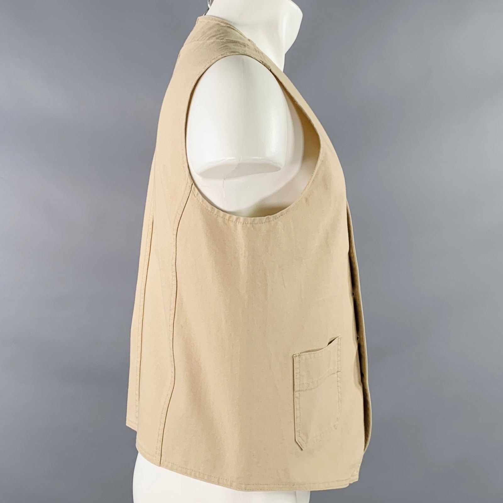 Vetra VETRA Size 36 Beige Cotton Two Pockets Vest Size 36R - 2 Thumbnail
