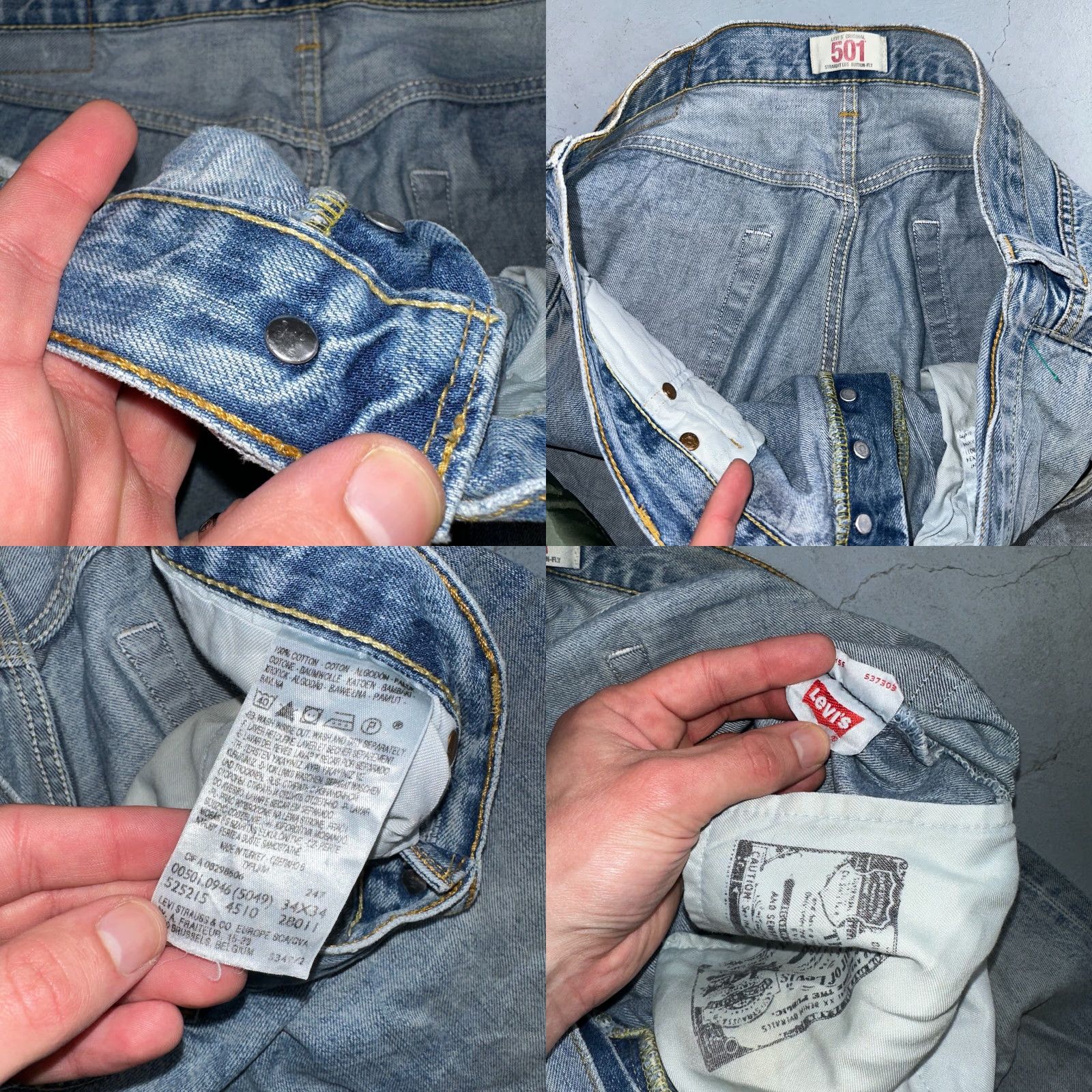 Levi's Levis 501 Vintage Y2K Straight Jeans 34x34 34 Inseam Blue Light Wash 90s Mens Levi's 501 Series Jeans Size US 34 / EU 50 - 9 Thumbnail