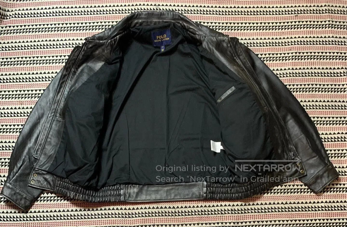 BEANPOLE black leather bomber jacket for men. Size US M / EU 48-50 / 2 - 3 Thumbnail