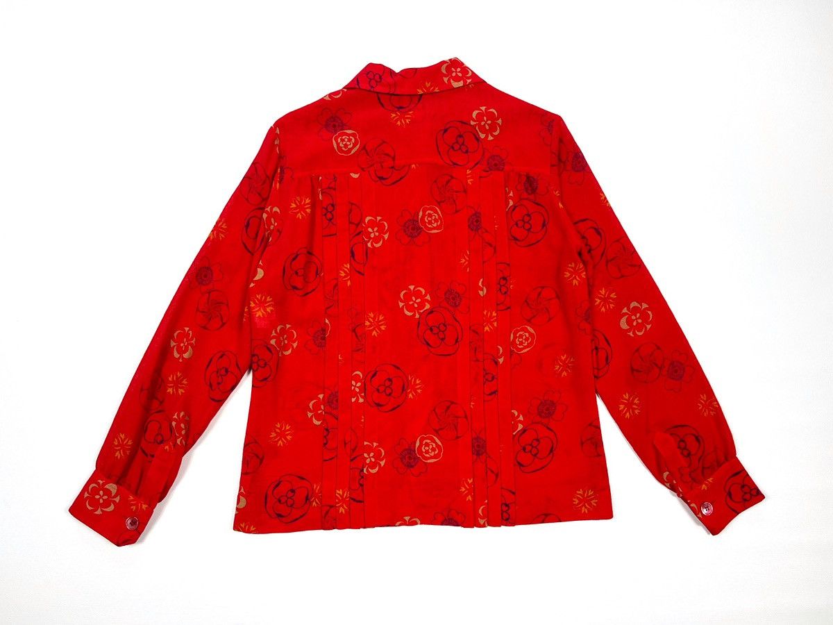 Celine Vintage 80s CELINE Paris Skirt Suit Red Floral Wool Size 40 Size M / US 6-8 / IT 42-44 - 14 Thumbnail