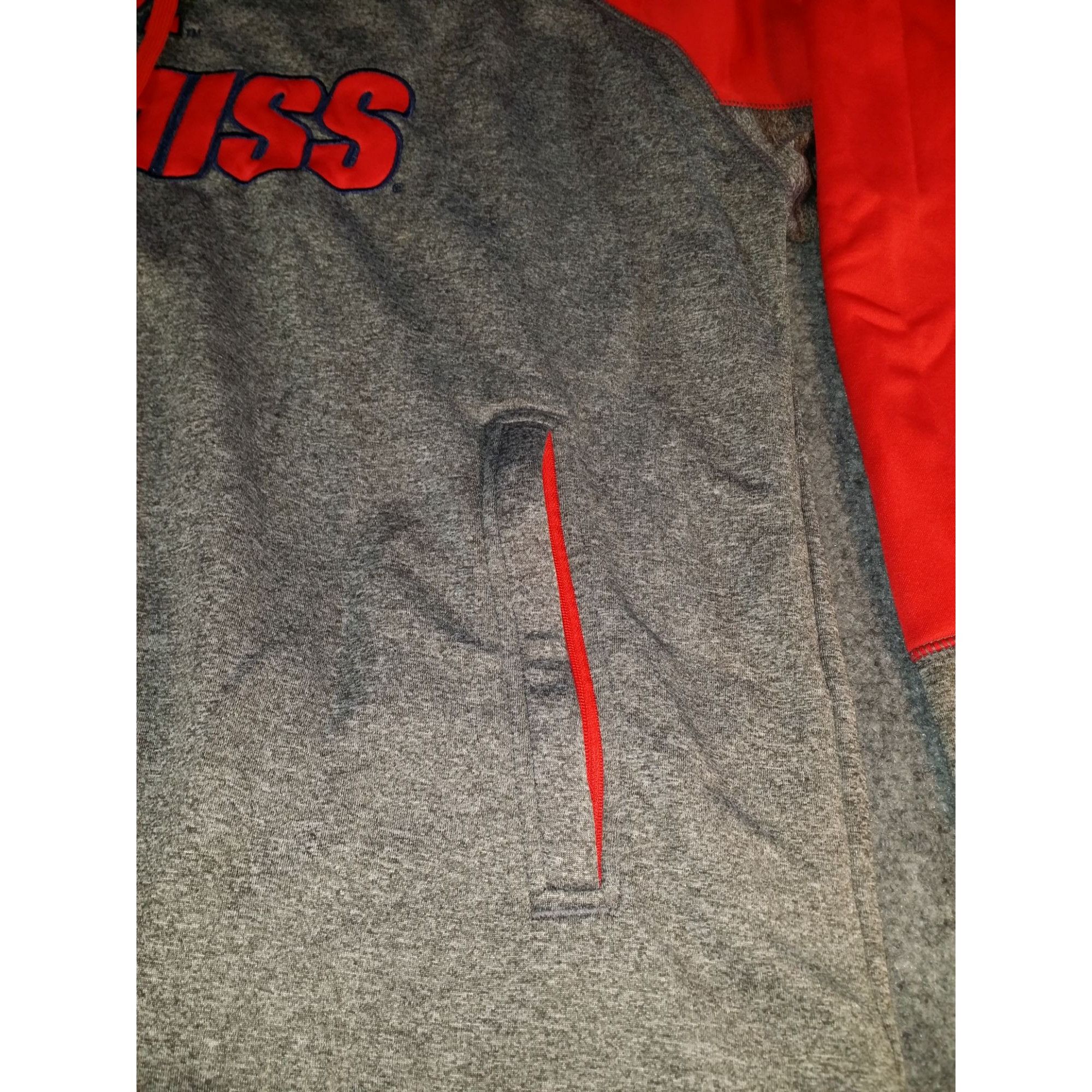 NCAA Ole Miss Rebels Hoodie Men Sz XL Gray Red Pullover Embroider Size US XL / EU 56 / 4 - 4 Thumbnail