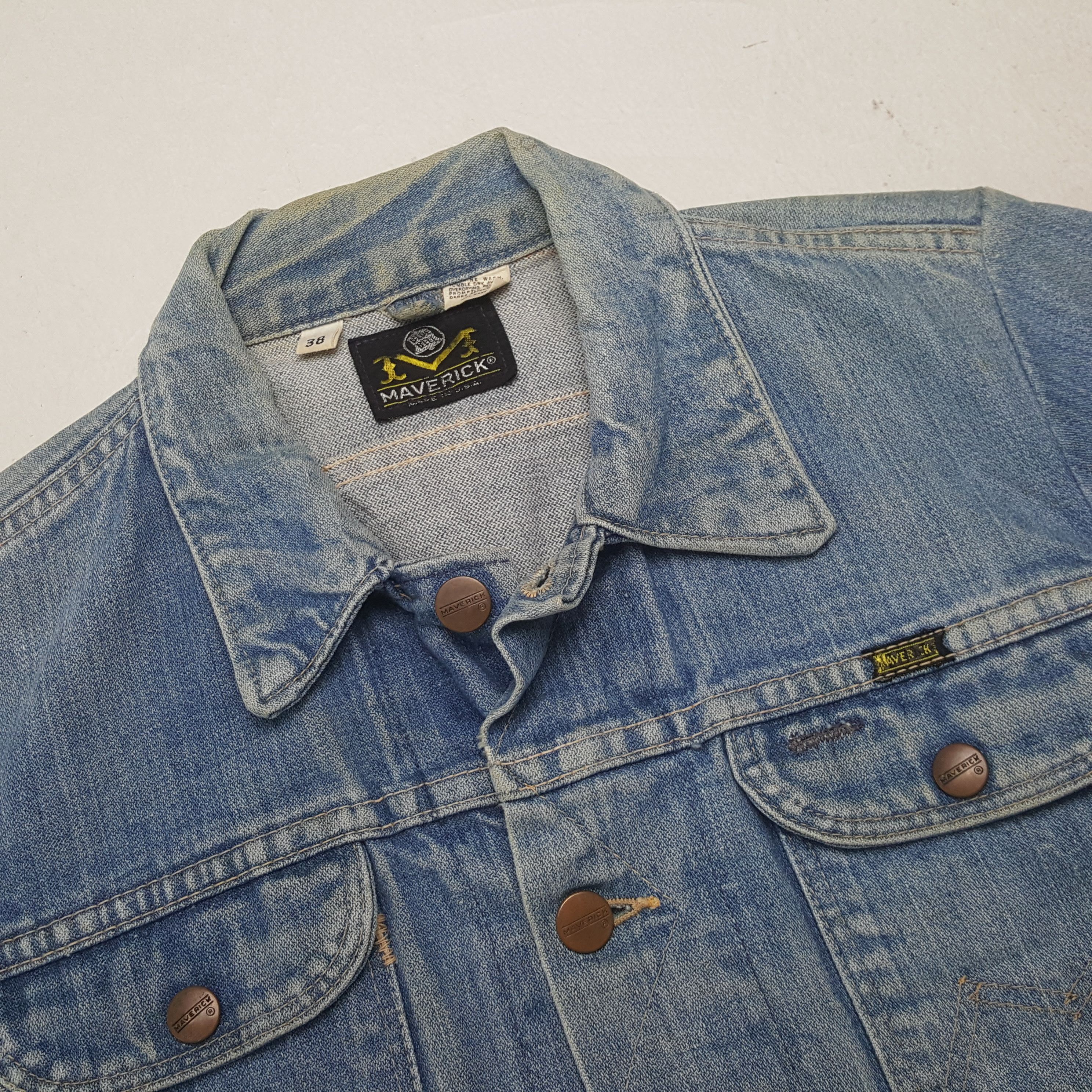 Vintage Maverick Nice Design Denim Jacket RR25 Size XS / US 0-2 / IT 36-38 - 4 Thumbnail